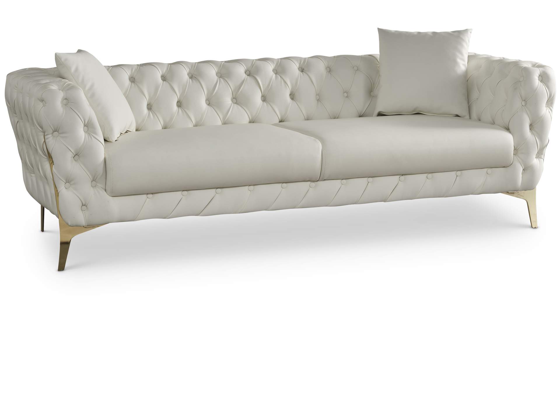 Aurora Cream Faux Leather Sofa,Meridian Furniture