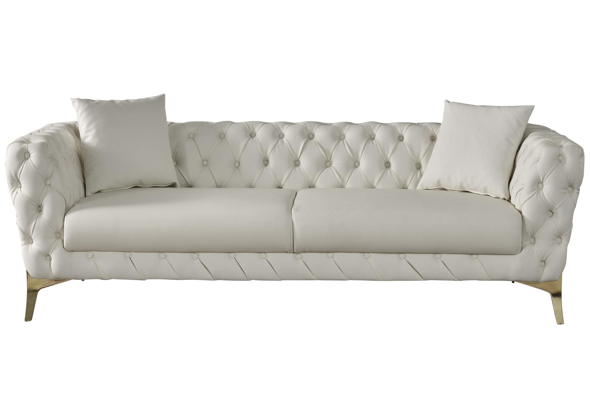 Aurora Cream Faux Leather Sofa,Meridian Furniture