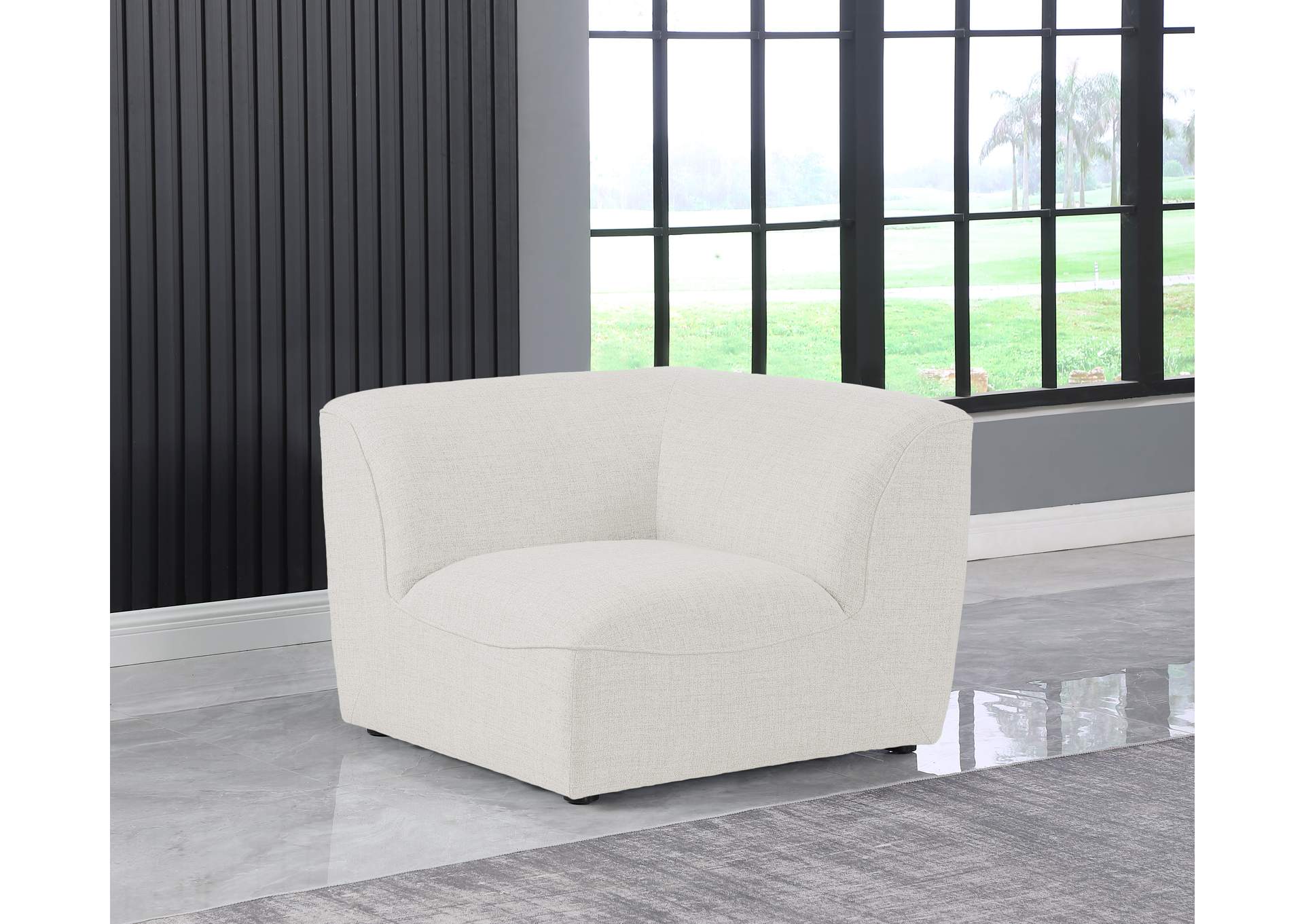 Miramar Cream Durable Linen Corner,Meridian Furniture