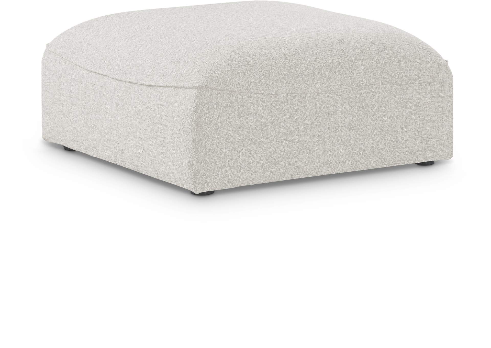 Miramar Cream Durable Linen Textured Ottoman,Meridian Furniture