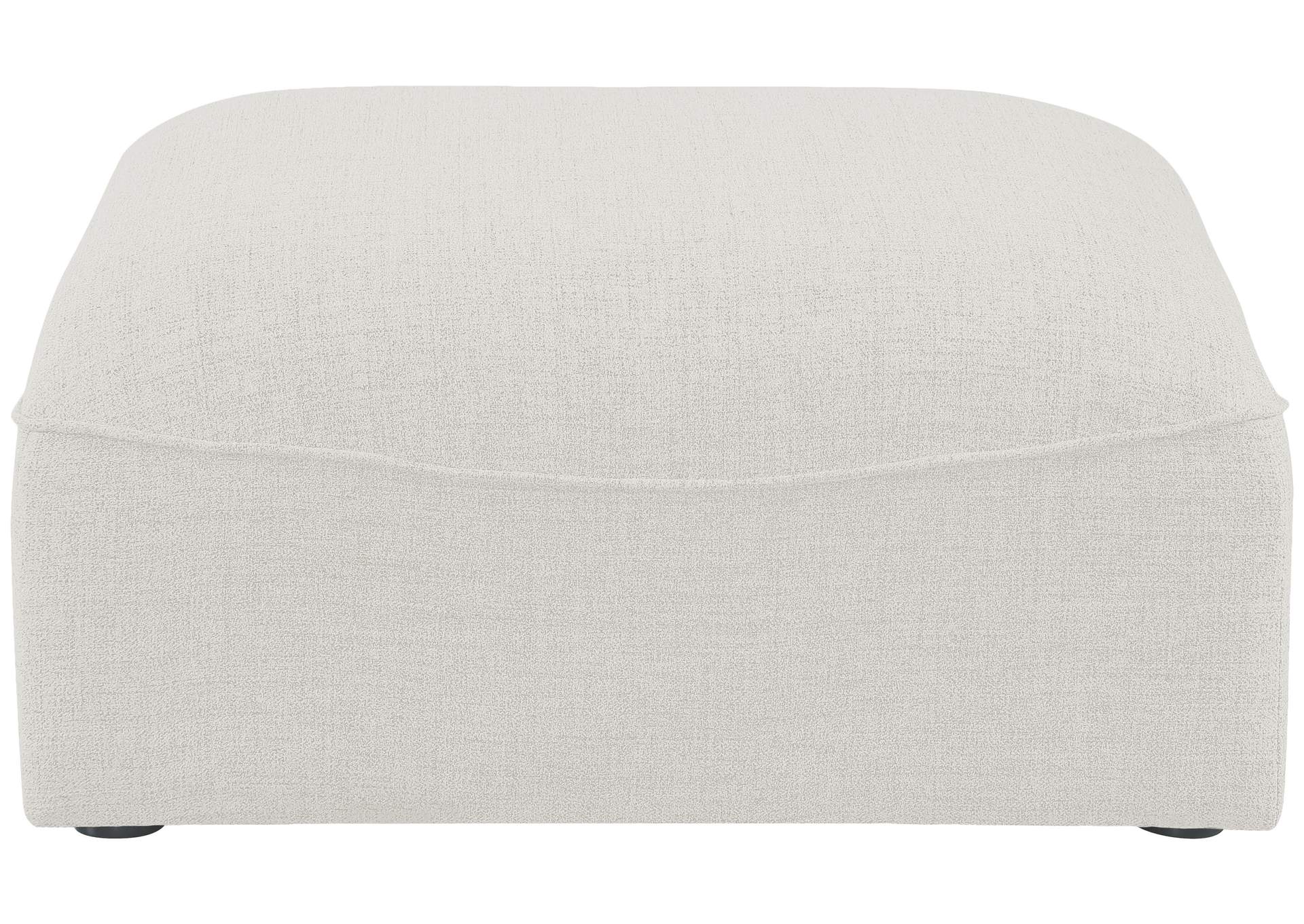 Miramar Cream Durable Linen Textured Ottoman,Meridian Furniture