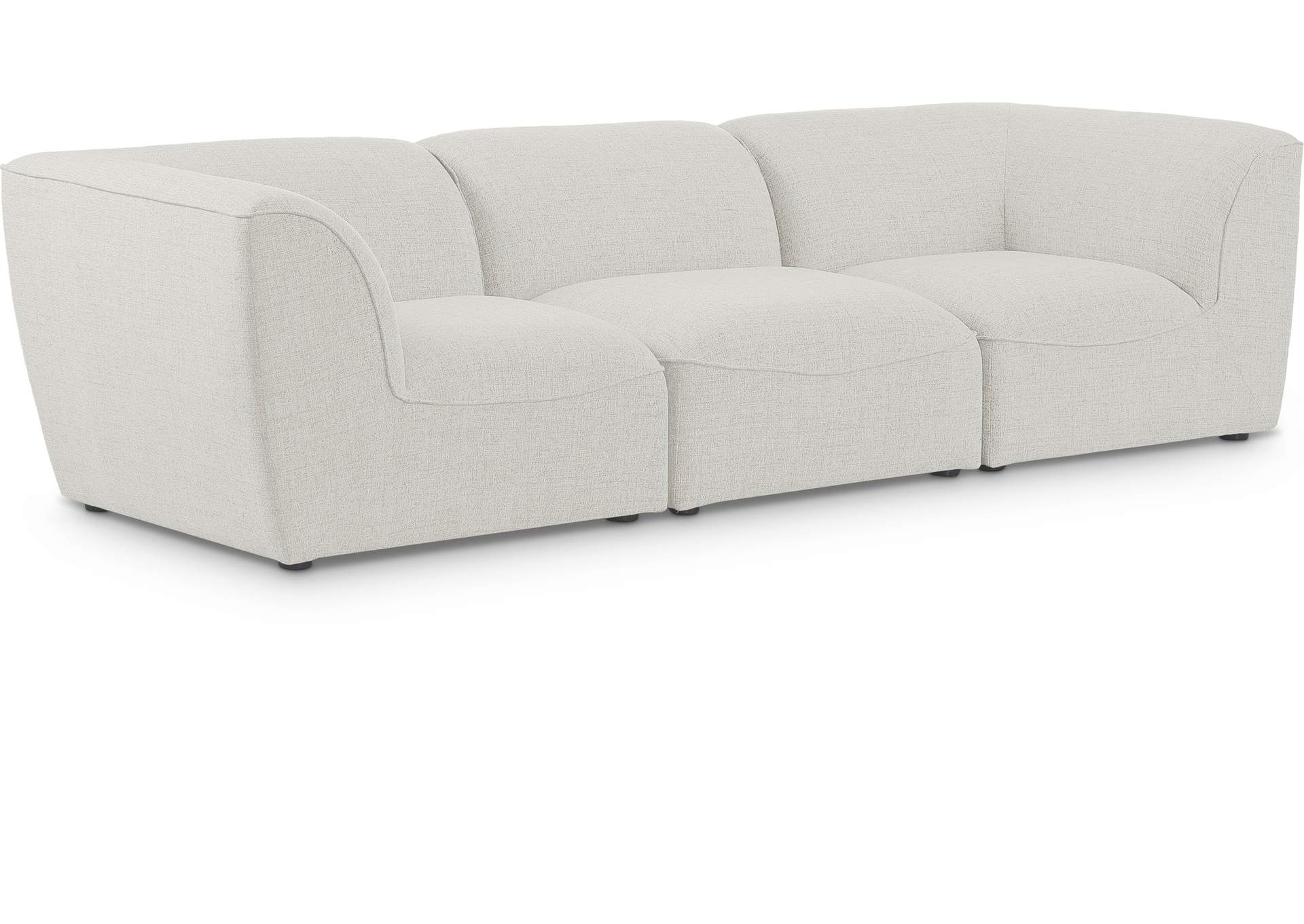 Miramar Cream Durable Linen Textured Modular Sofa,Meridian Furniture