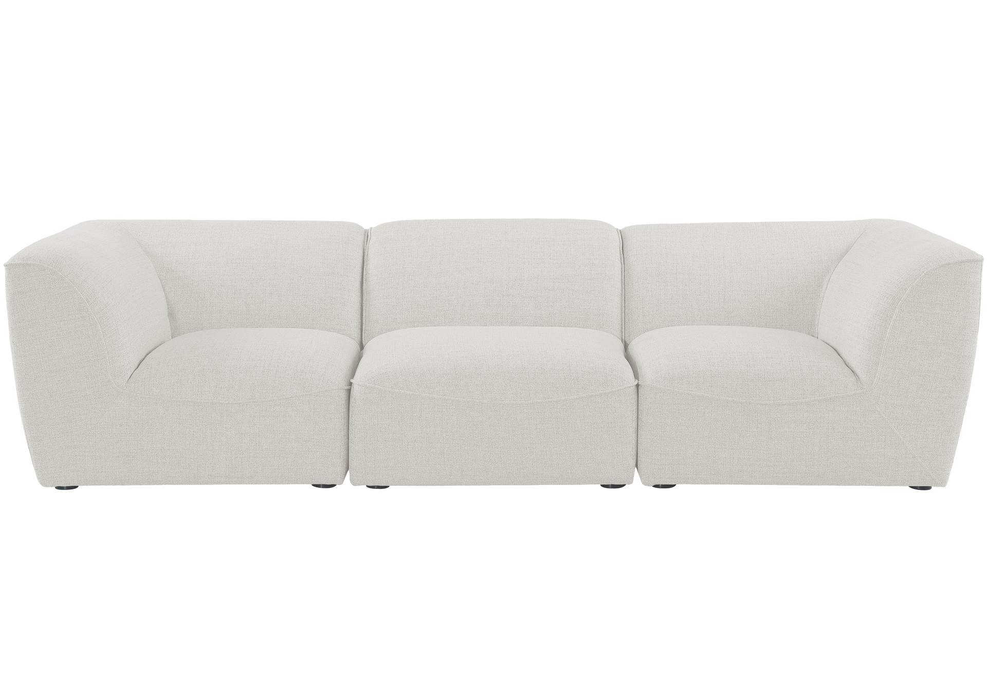 Miramar Cream Durable Linen Textured Modular Sofa,Meridian Furniture