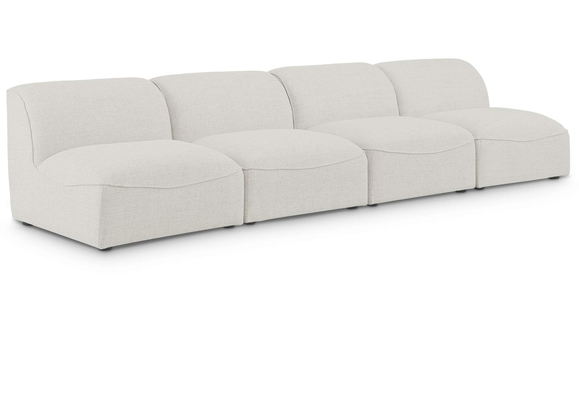 Miramar Cream Durable Linen Textured Modular Sofa,Meridian Furniture