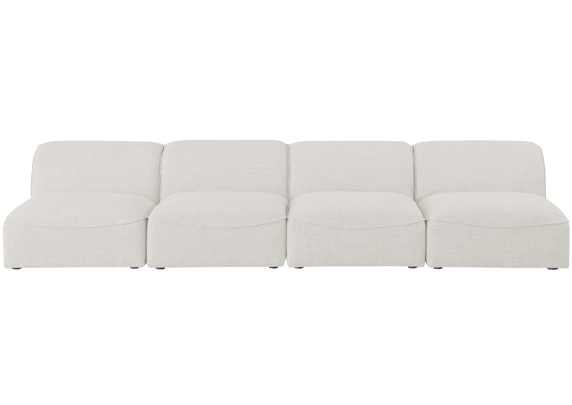 Miramar Cream Durable Linen Textured Modular Sofa,Meridian Furniture