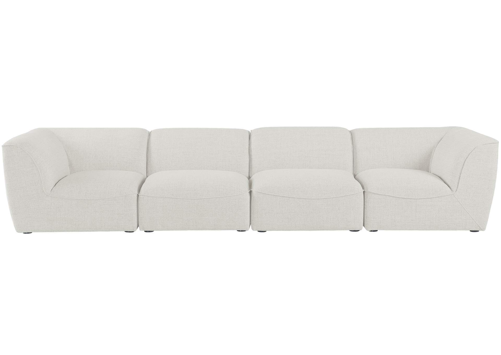 Miramar Cream Durable Linen Textured Modular Sofa,Meridian Furniture