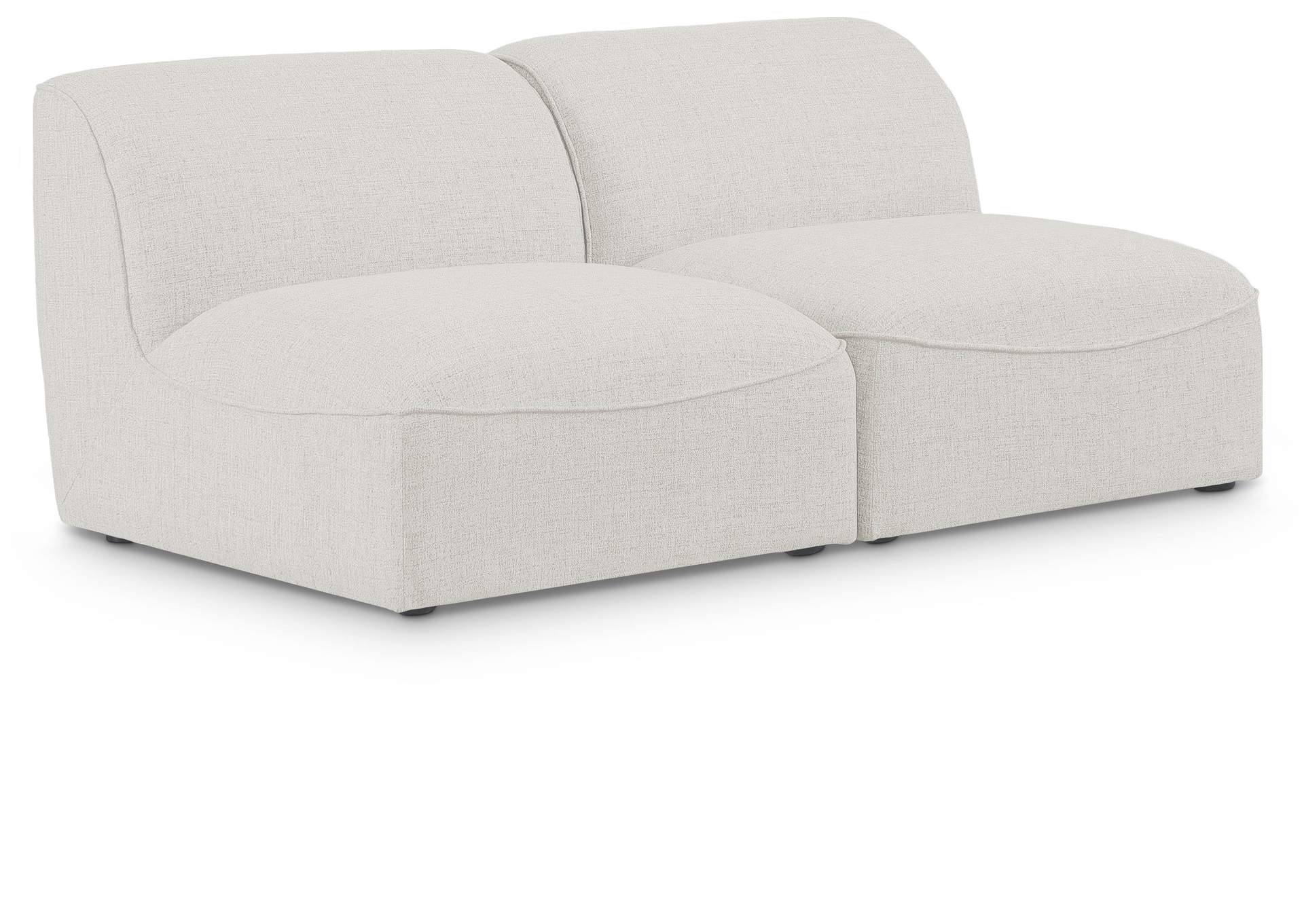 Miramar Cream Durable Linen Textured Modular Sofa,Meridian Furniture