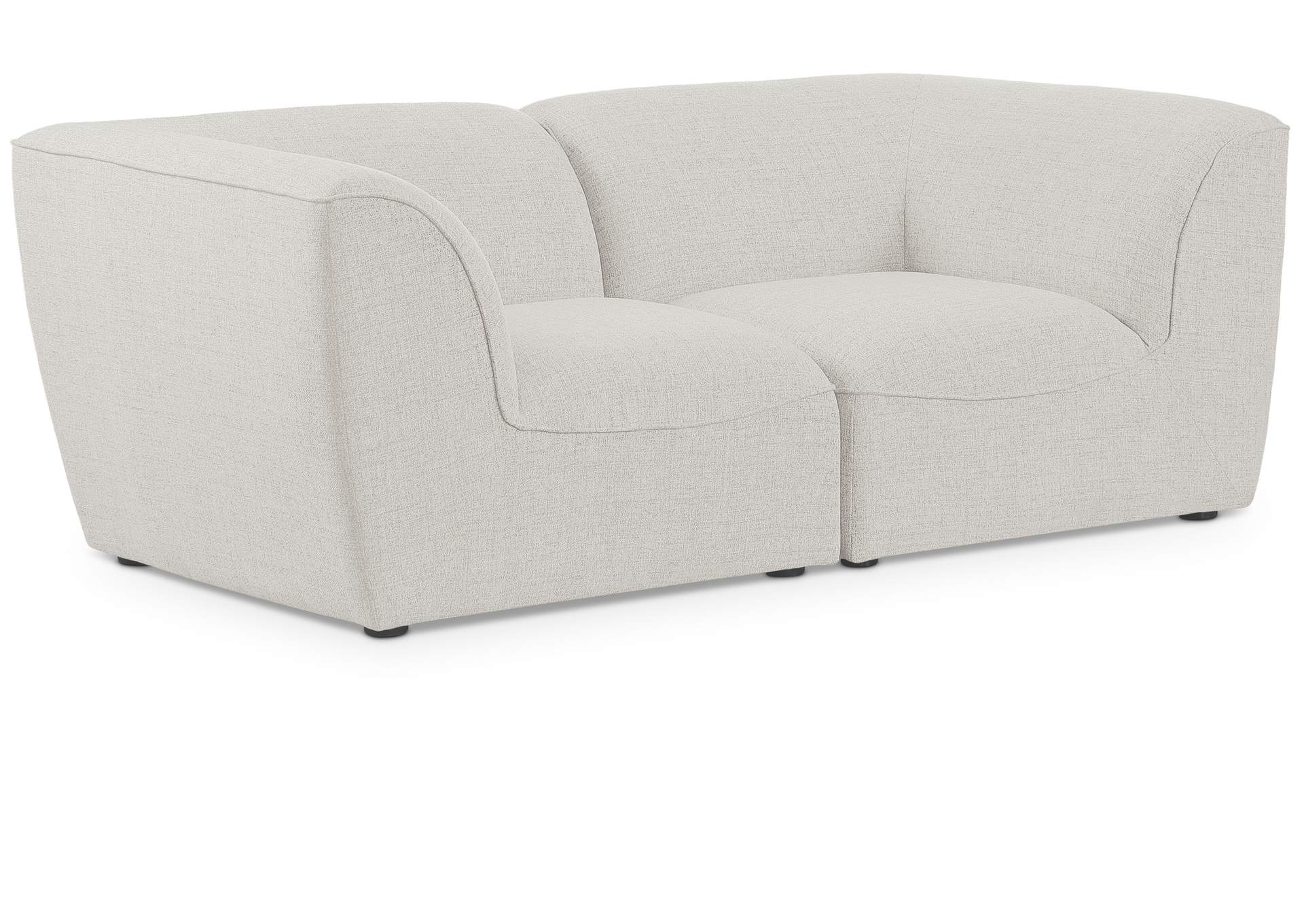 Miramar Cream Durable Linen Textured Modular Sofa,Meridian Furniture