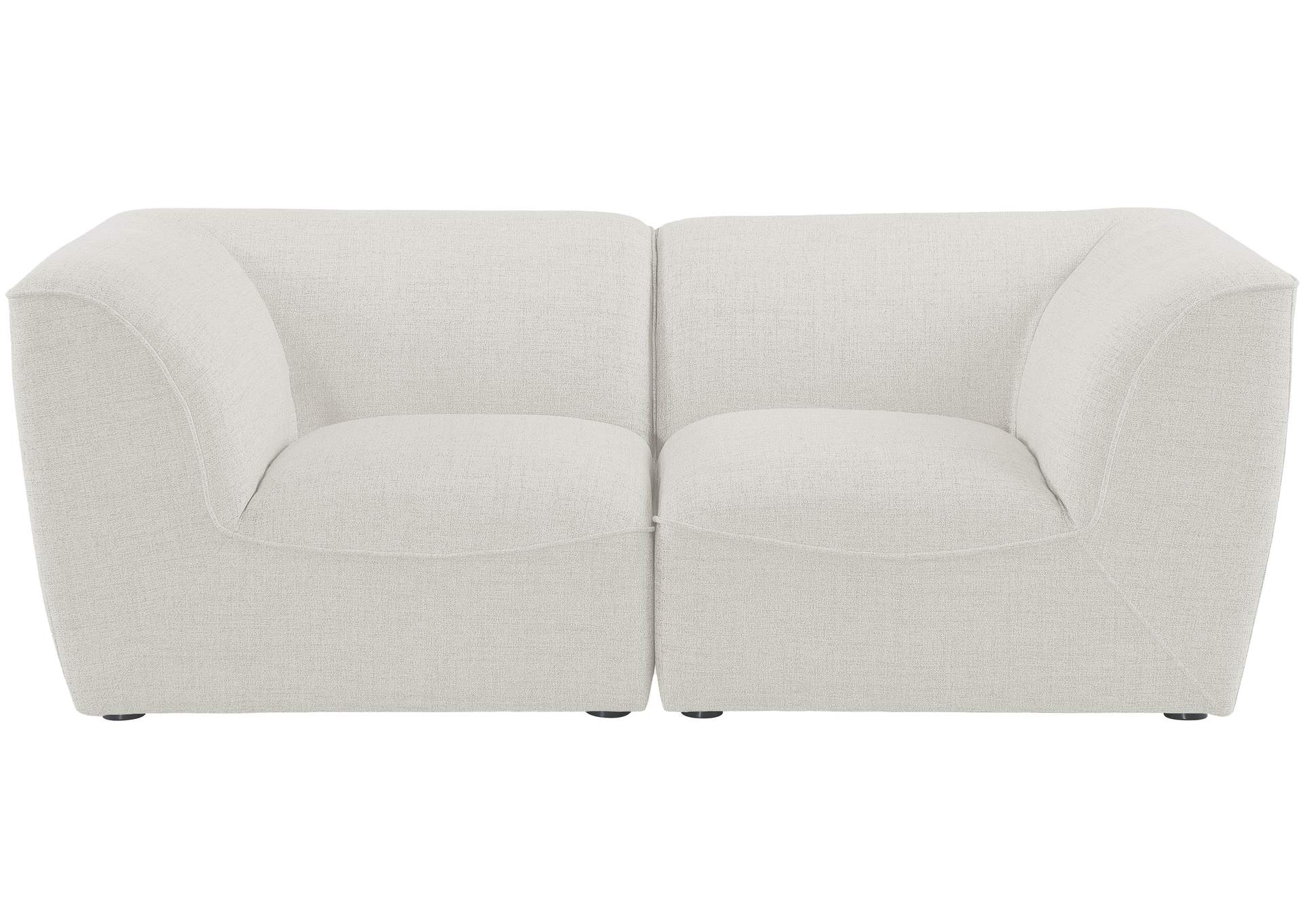 Miramar Cream Durable Linen Textured Modular Sofa,Meridian Furniture