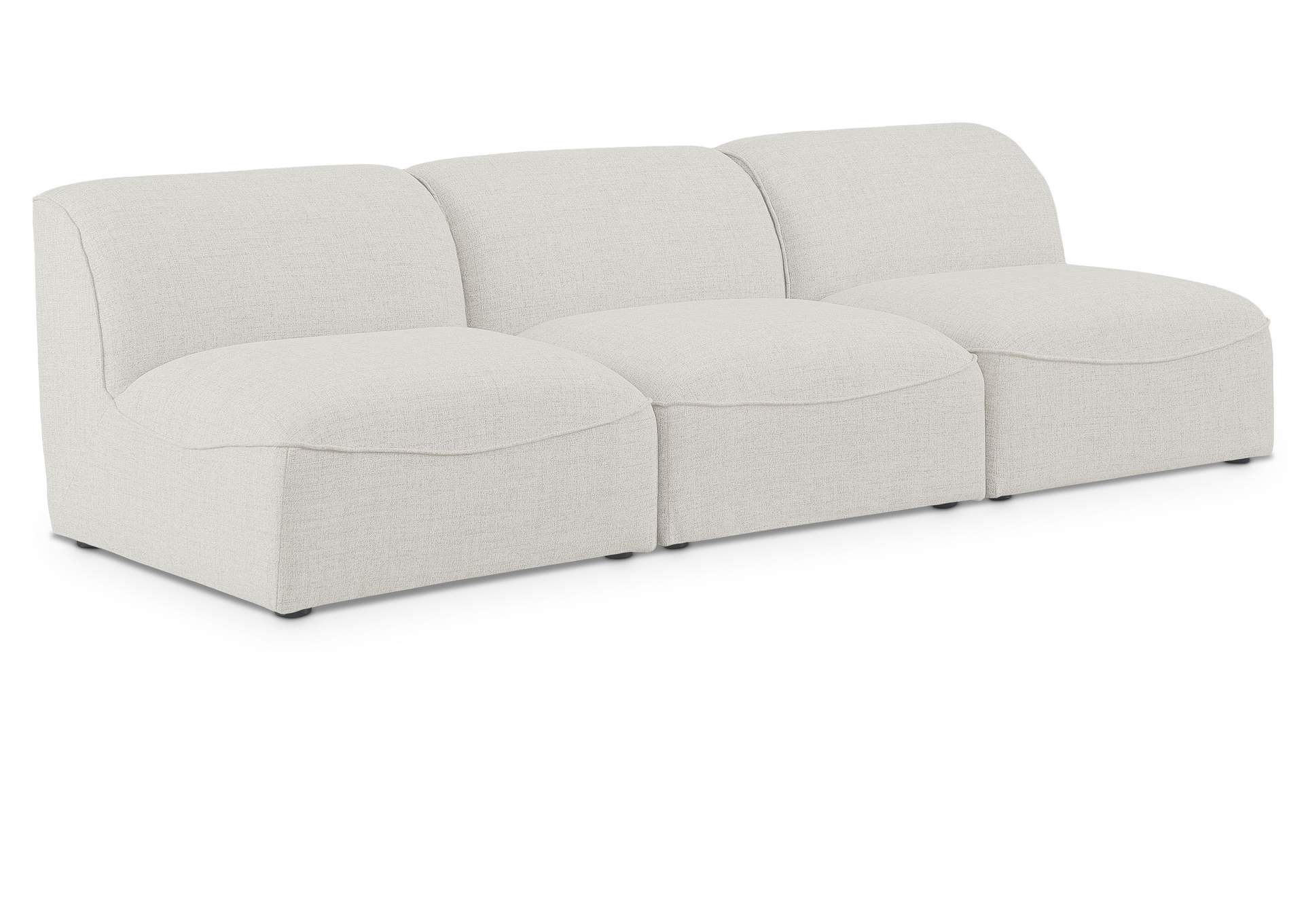 Miramar Cream Durable Linen Textured Modular Sofa,Meridian Furniture