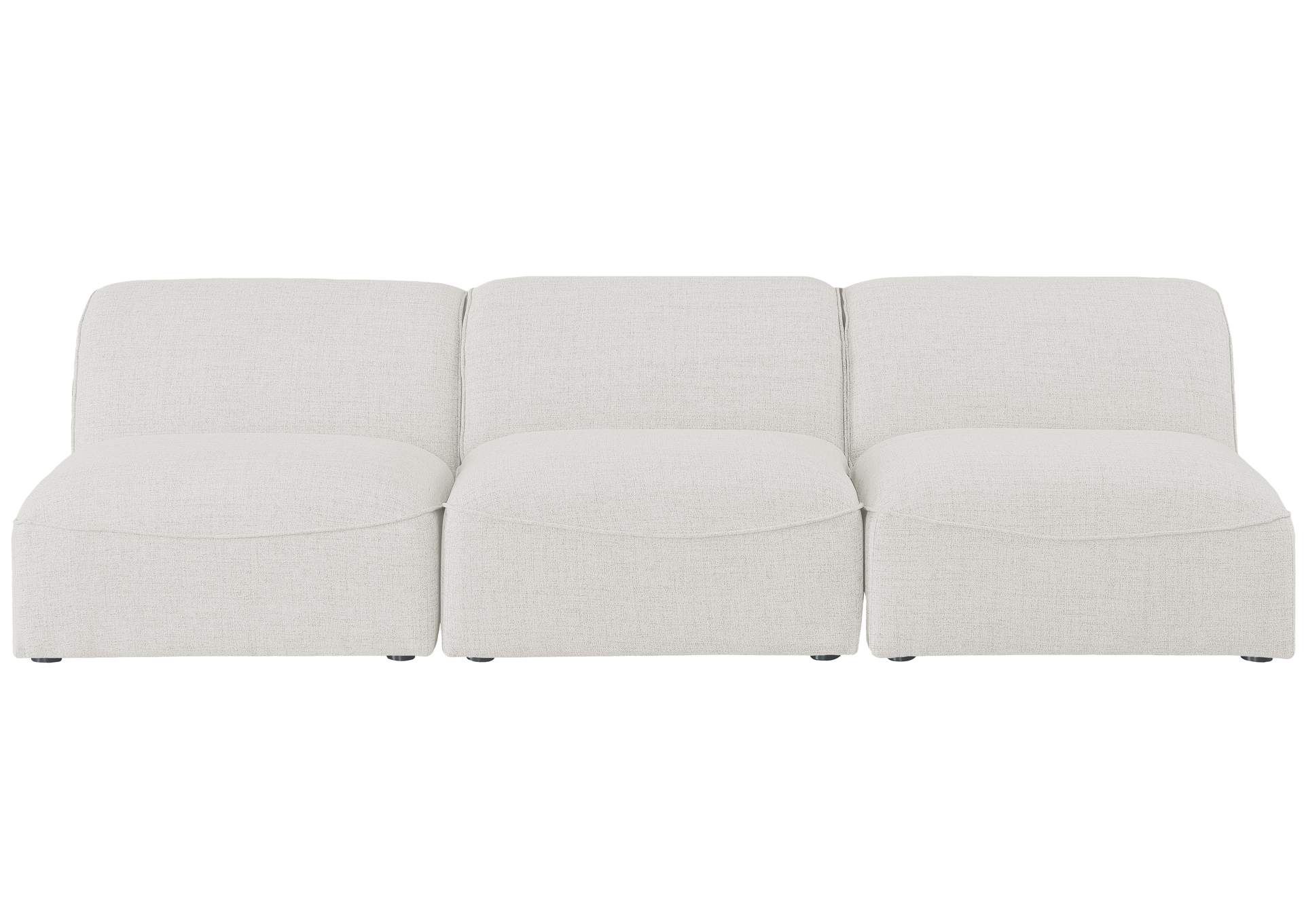 Miramar Cream Durable Linen Textured Modular Sofa,Meridian Furniture