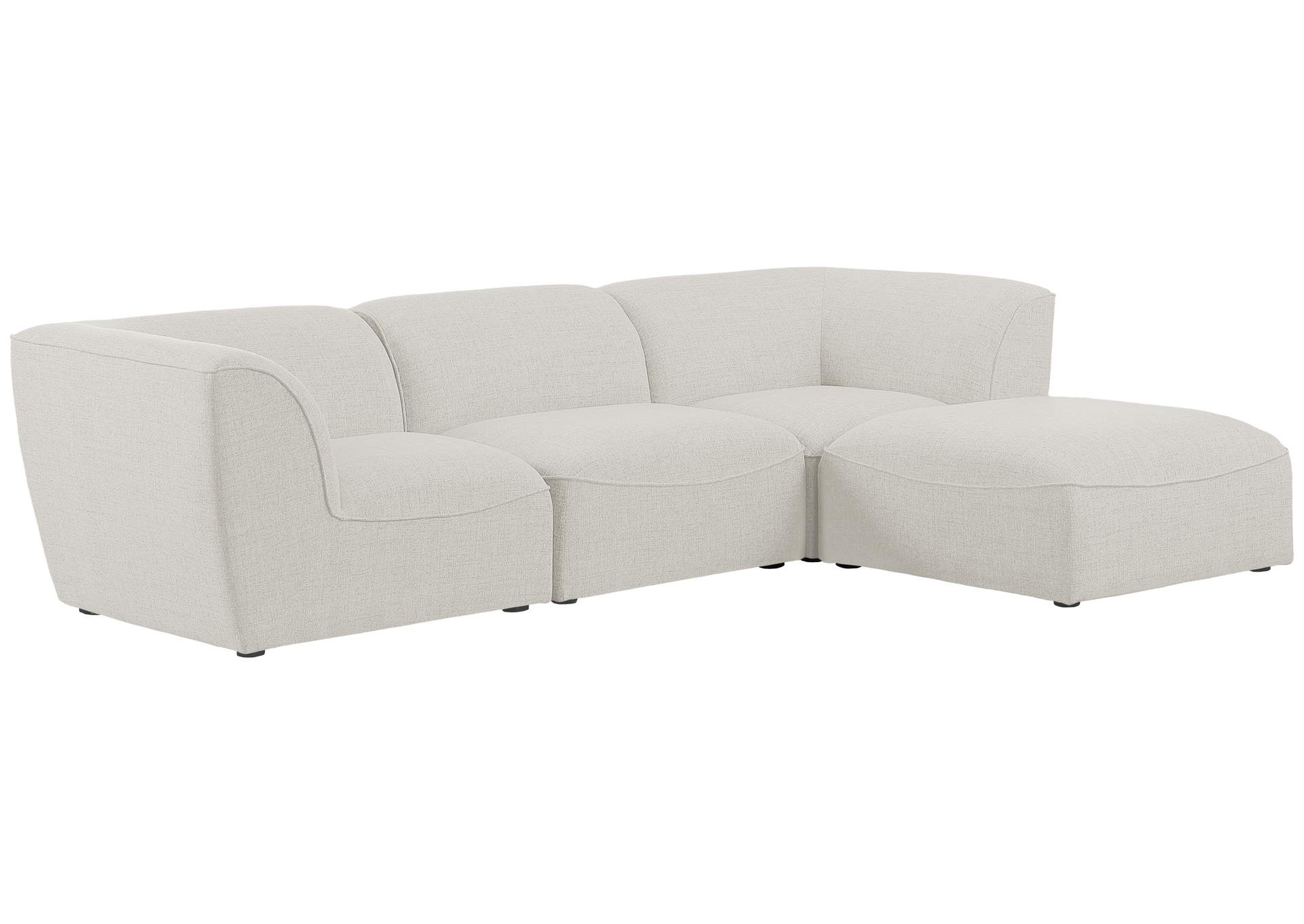 Miramar Cream Durable Linen Textured Modular Sectional,Meridian Furniture