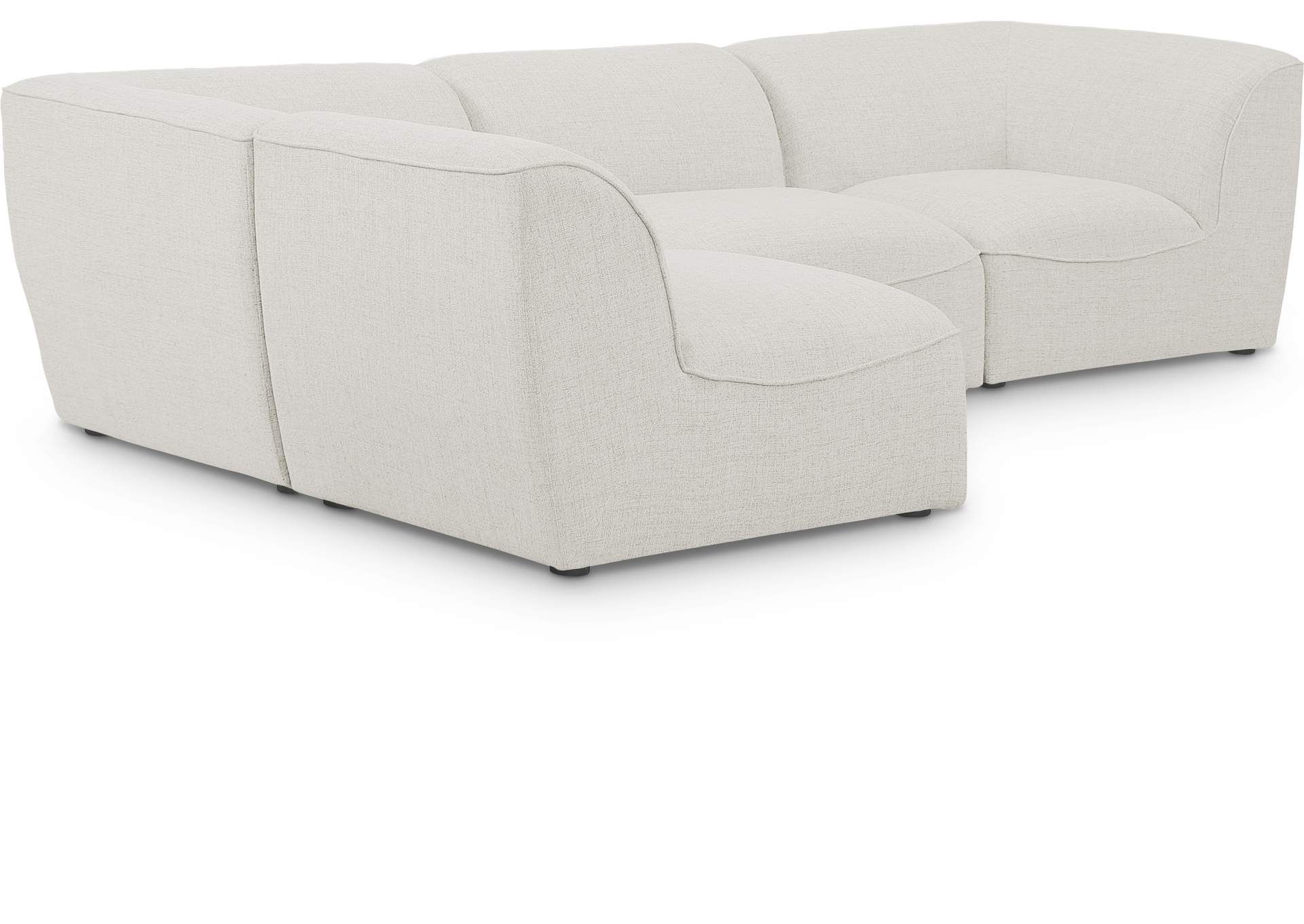 Miramar Cream Durable Linen Textured Modular Sectional,Meridian Furniture