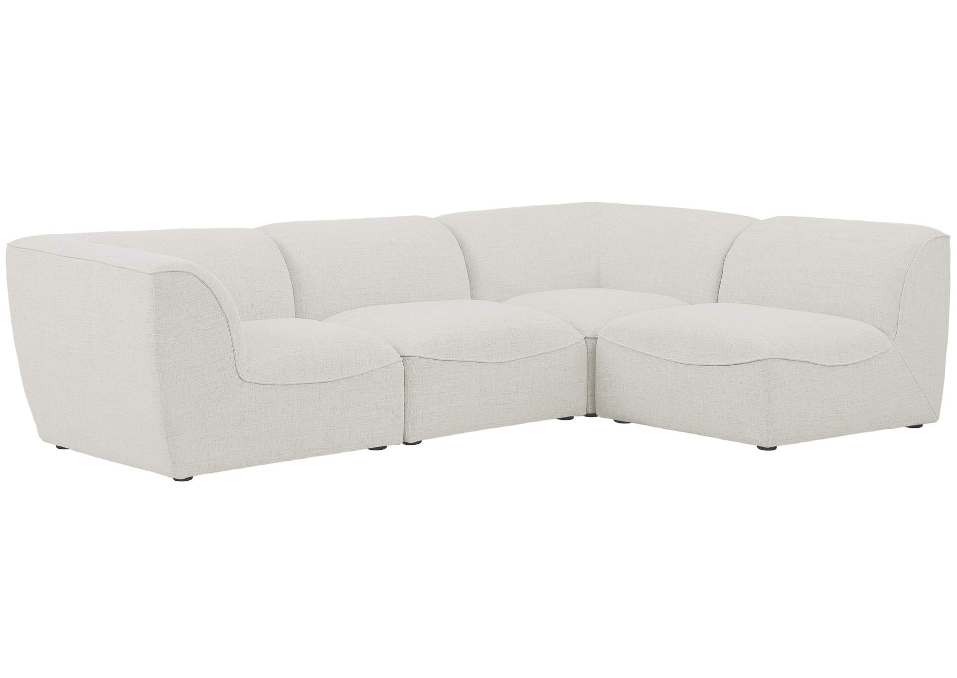 Miramar Cream Durable Linen Textured Modular Sectional,Meridian Furniture