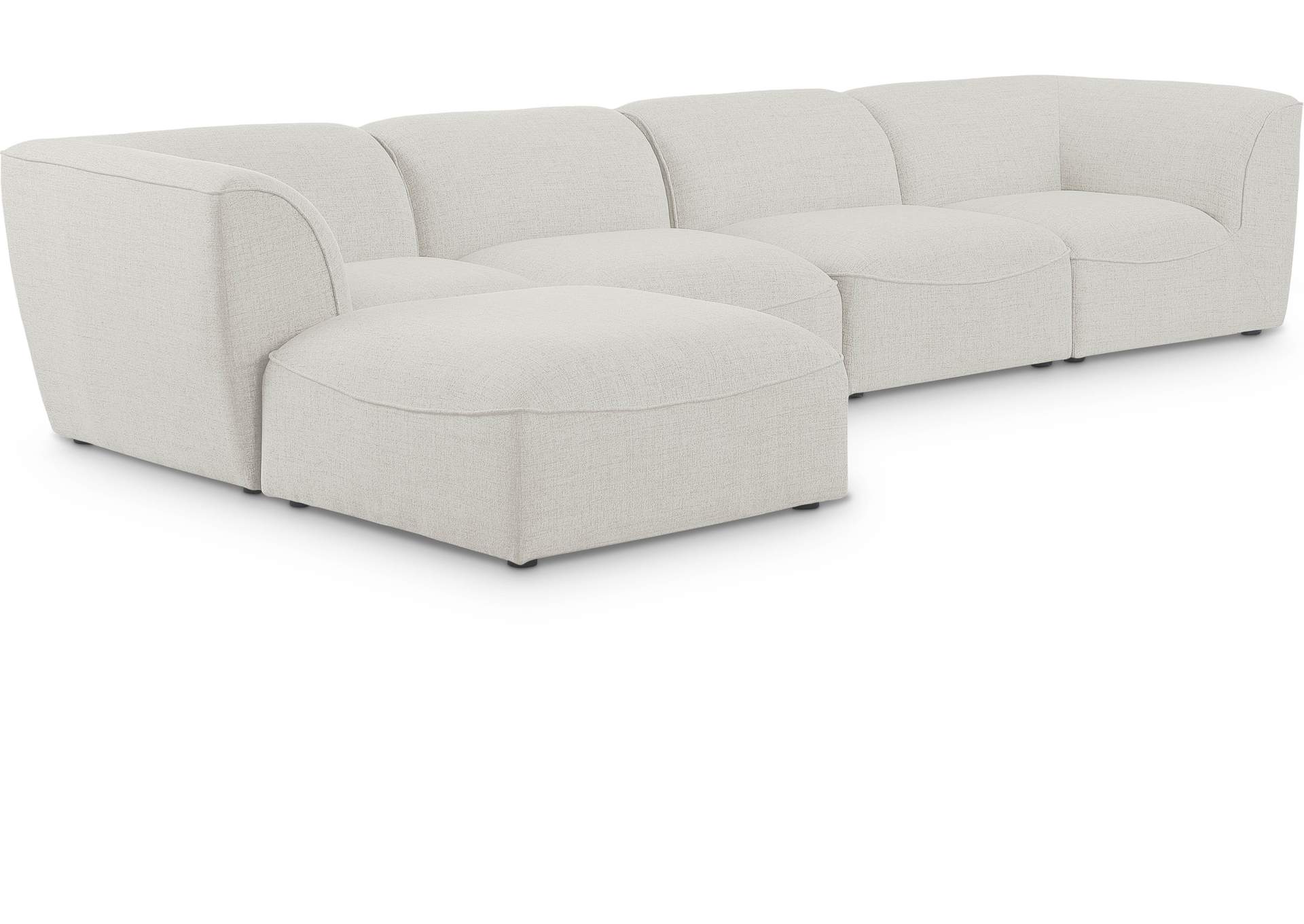 Miramar Cream Durable Linen Textured Modular Sectional,Meridian Furniture