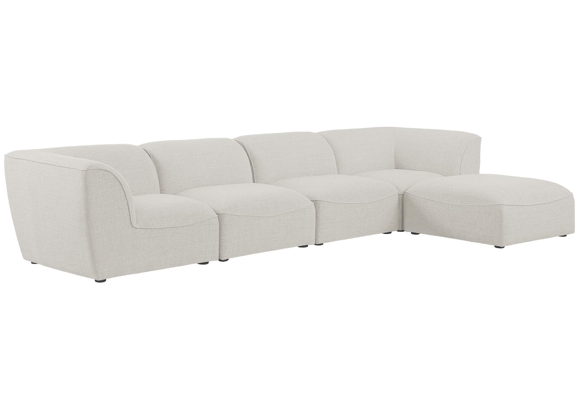 Miramar Cream Durable Linen Textured Modular Sectional,Meridian Furniture