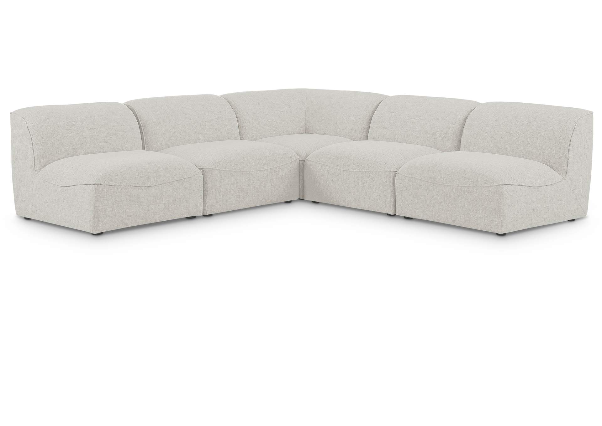 Miramar Cream Durable Linen Textured Modular Sectional,Meridian Furniture