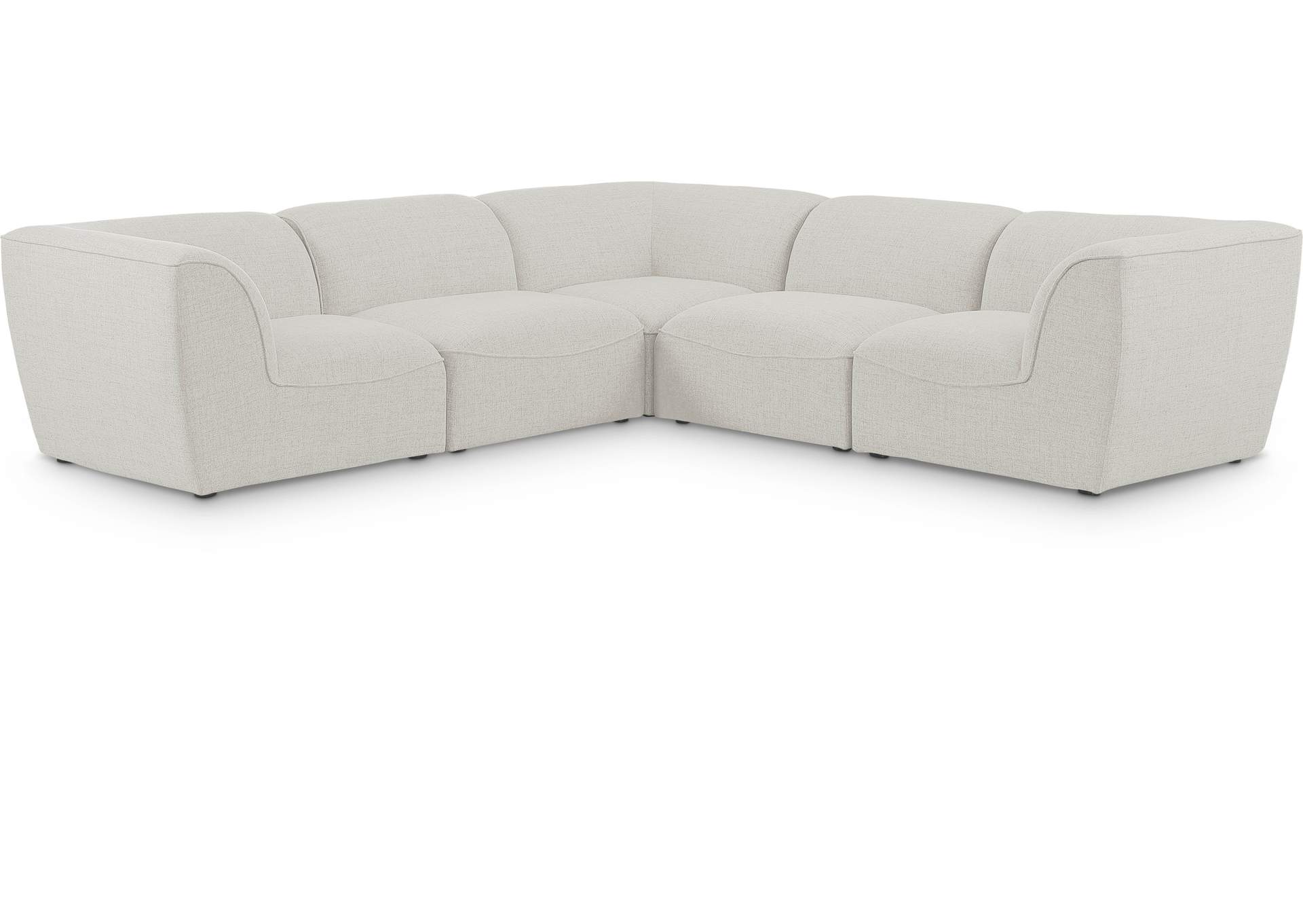 Miramar Cream Durable Linen Textured Modular Sectional,Meridian Furniture