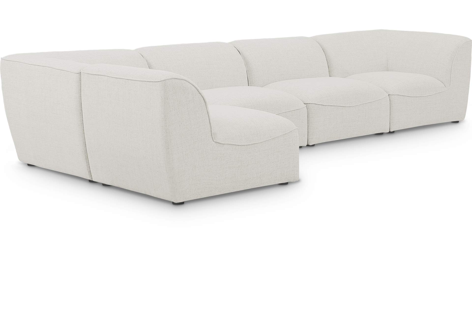 Miramar Cream Durable Linen Textured Modular Sectional,Meridian Furniture