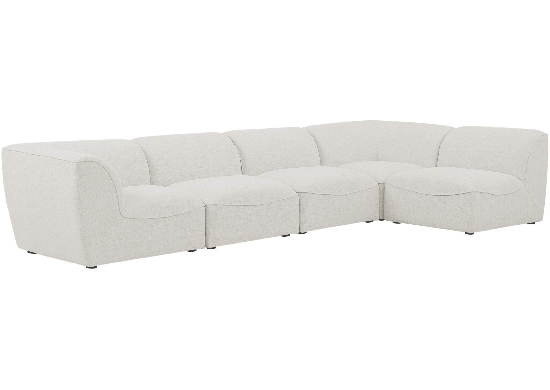 Miramar Cream Durable Linen Textured Modular Sectional,Meridian Furniture