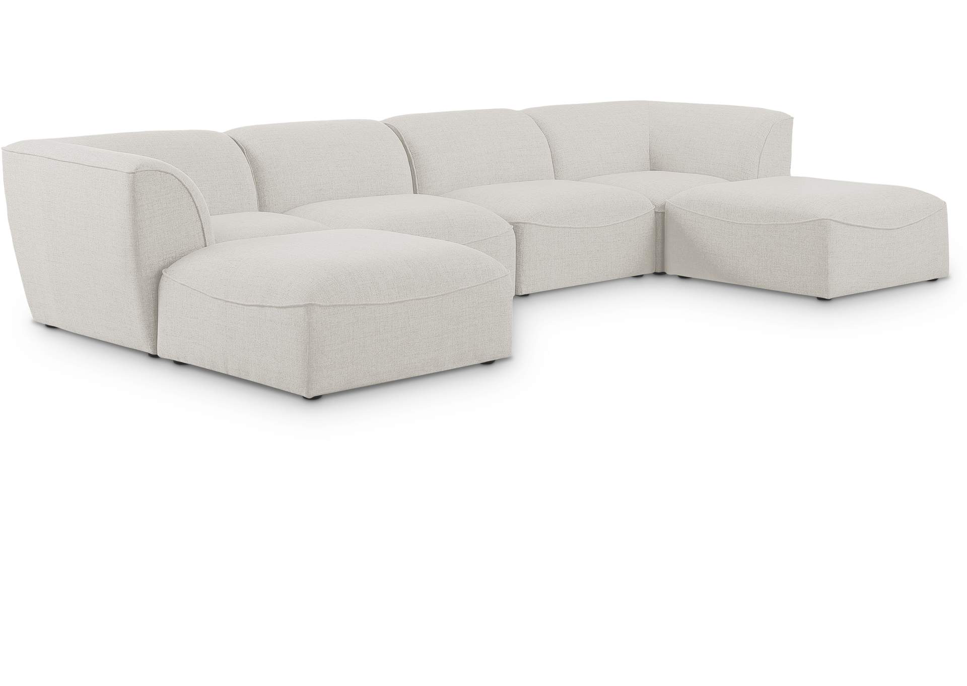 Miramar Cream Durable Linen Textured Modular Sectional,Meridian Furniture