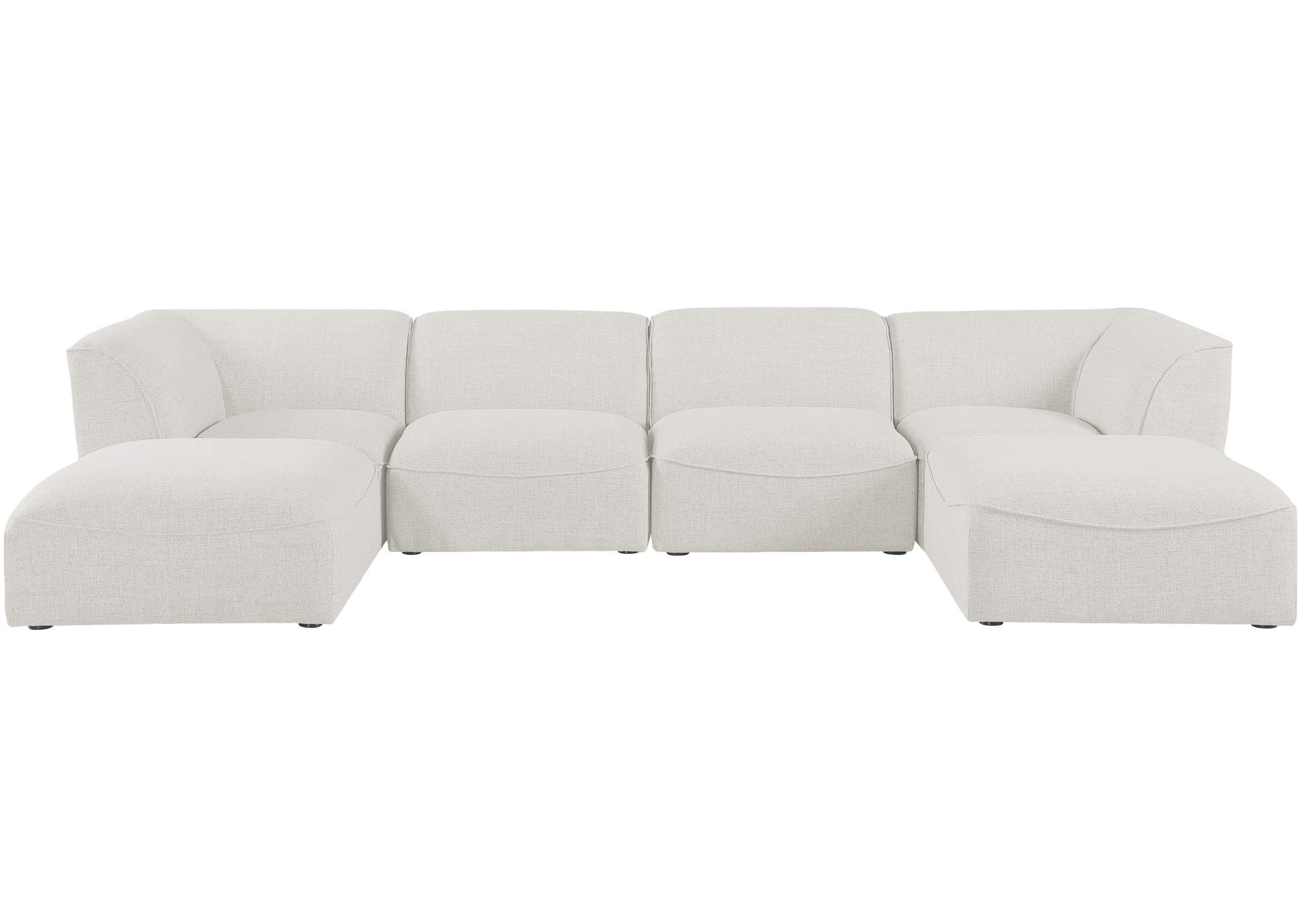 Miramar Cream Durable Linen Textured Modular Sectional,Meridian Furniture