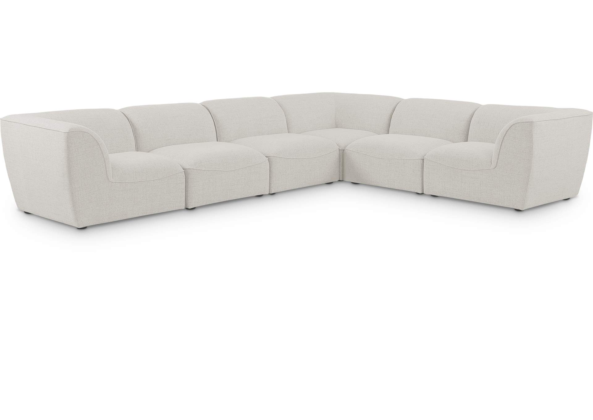 Miramar Cream Durable Linen Textured Modular Sectional,Meridian Furniture