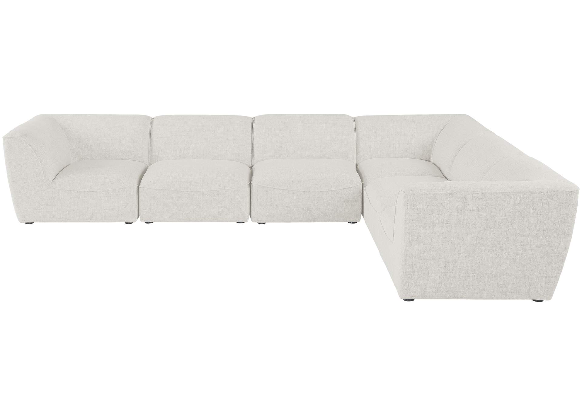 Miramar Cream Durable Linen Textured Modular Sectional,Meridian Furniture