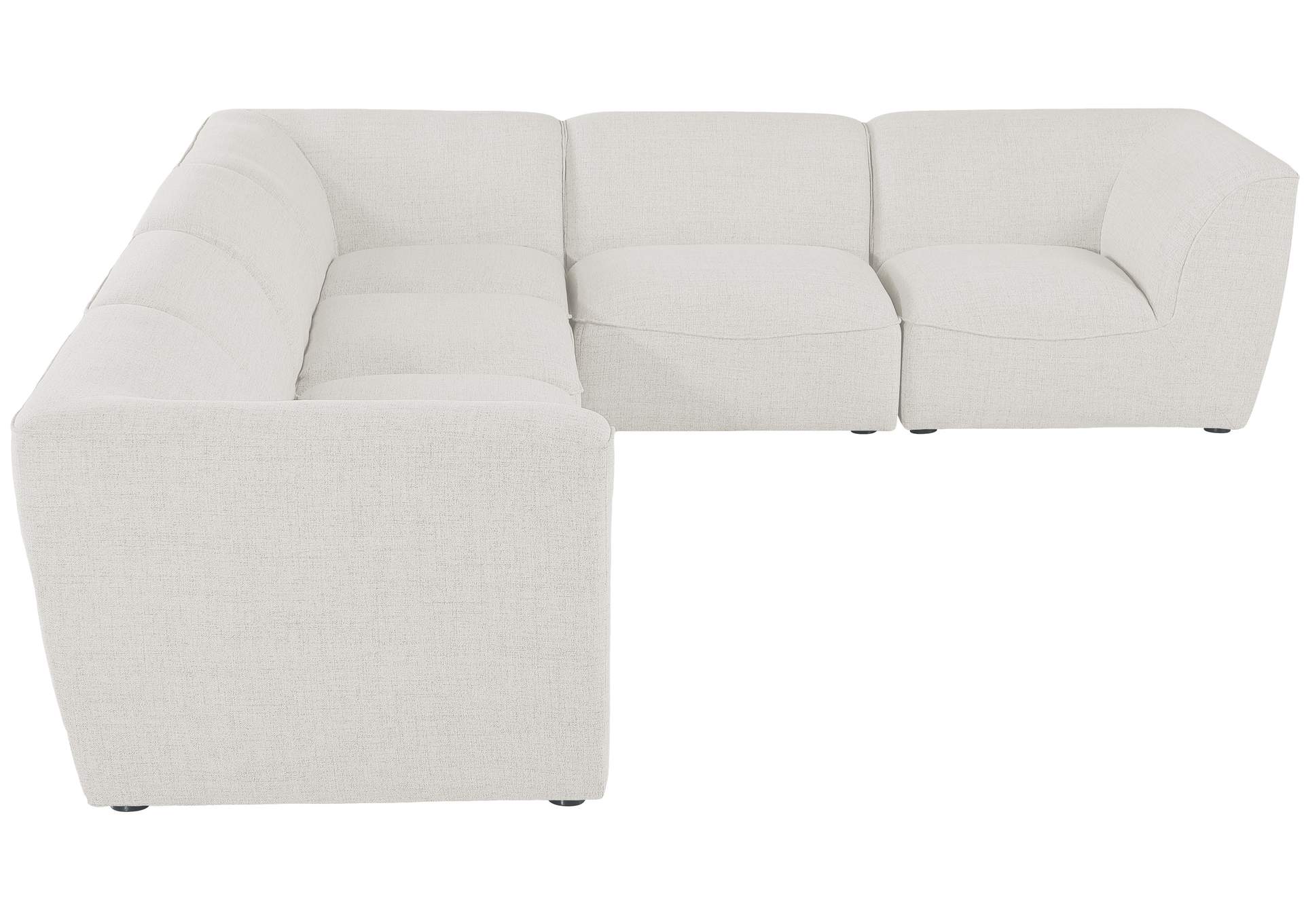 Miramar Cream Durable Linen Textured Modular Sectional,Meridian Furniture