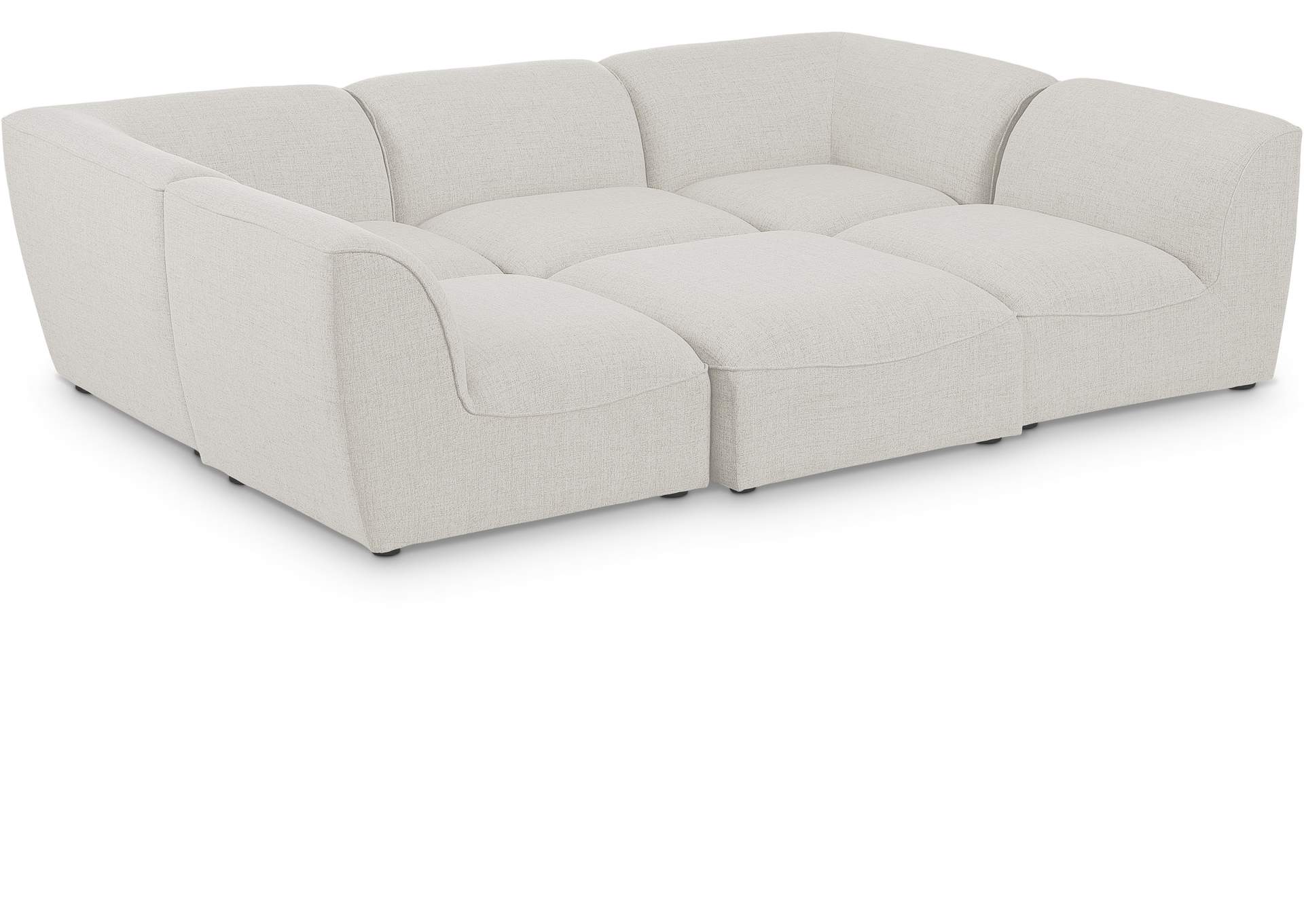 Miramar Cream Durable Linen Textured Modular Sectional,Meridian Furniture