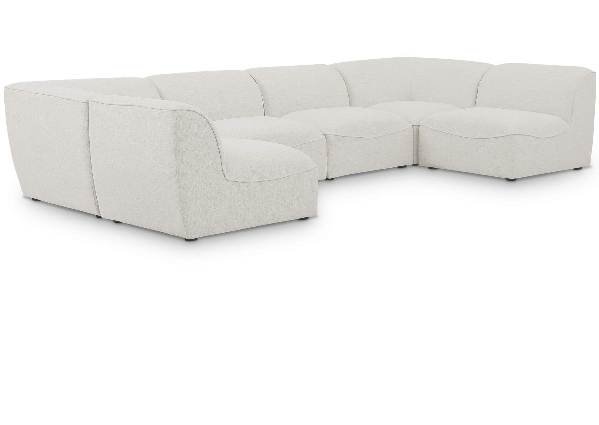 Miramar Cream Durable Linen Textured Modular Sectional,Meridian Furniture