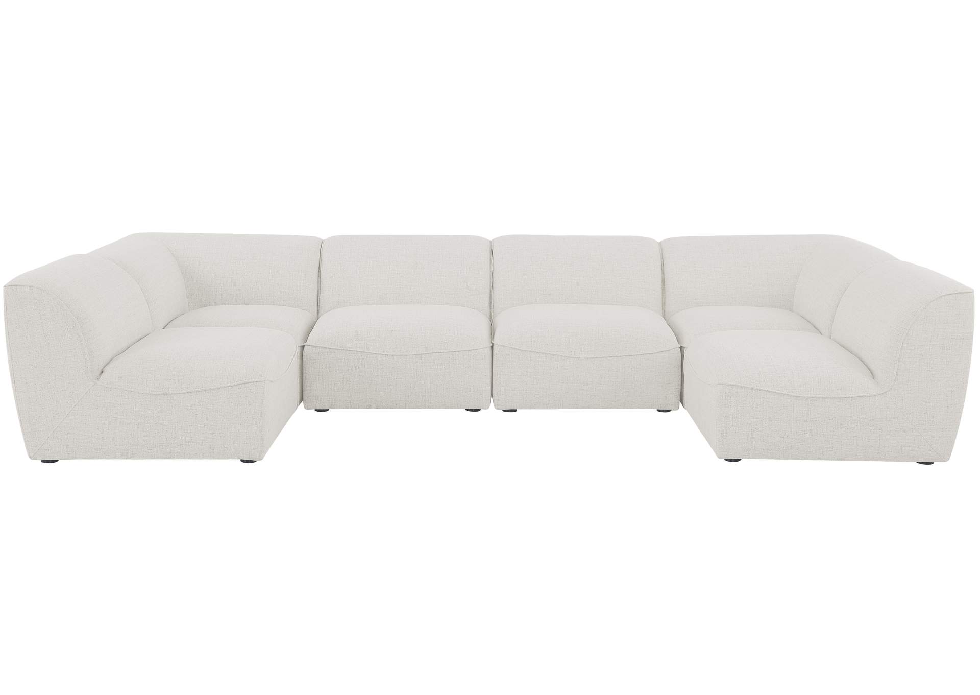 Miramar Cream Durable Linen Textured Modular Sectional,Meridian Furniture