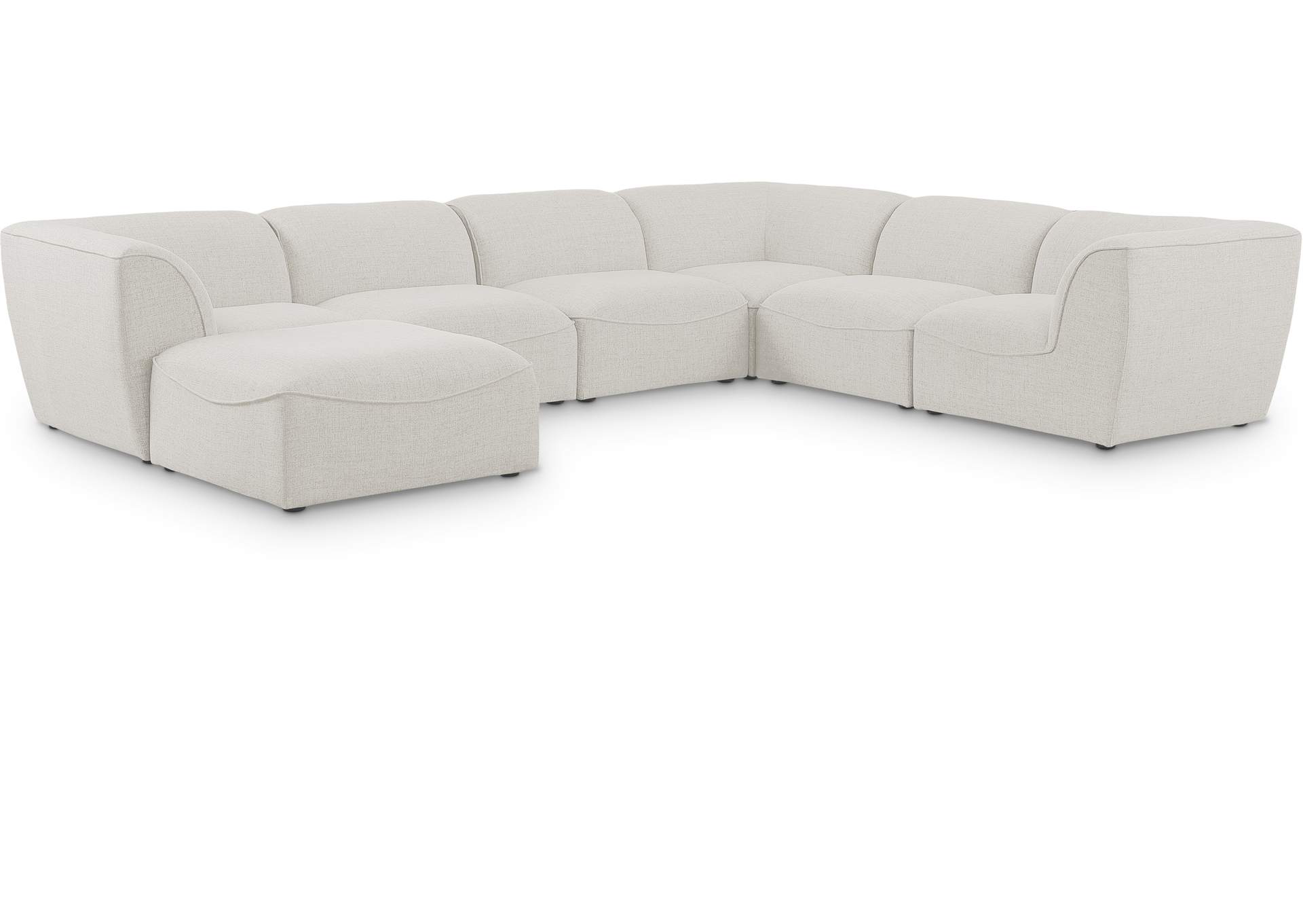 Miramar Cream Durable Linen Textured Modular Sectional,Meridian Furniture