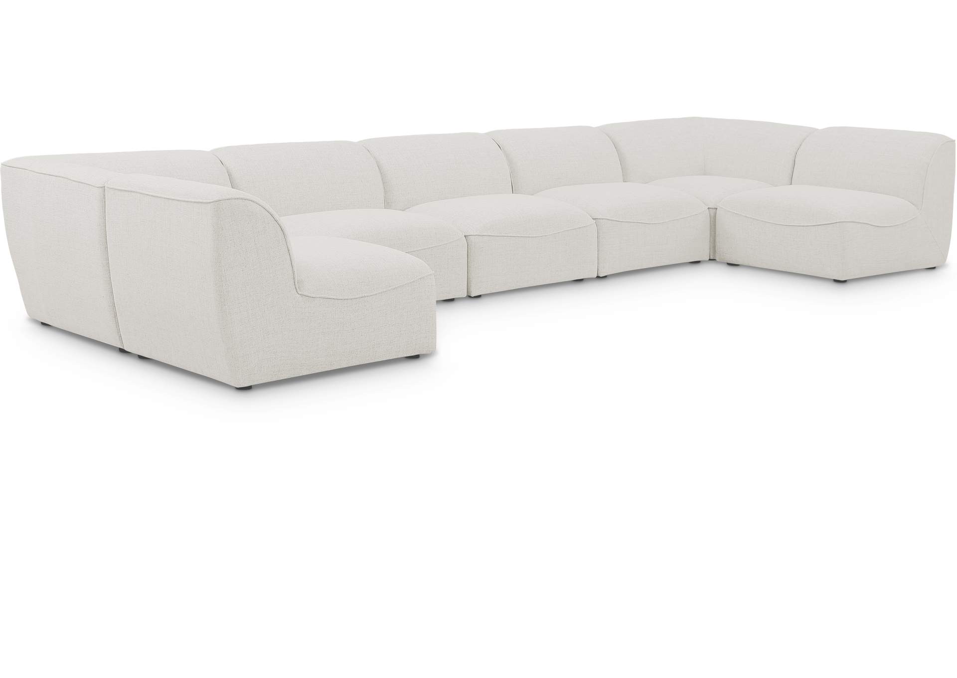 Miramar Cream Durable Linen Textured Modular Sectional,Meridian Furniture