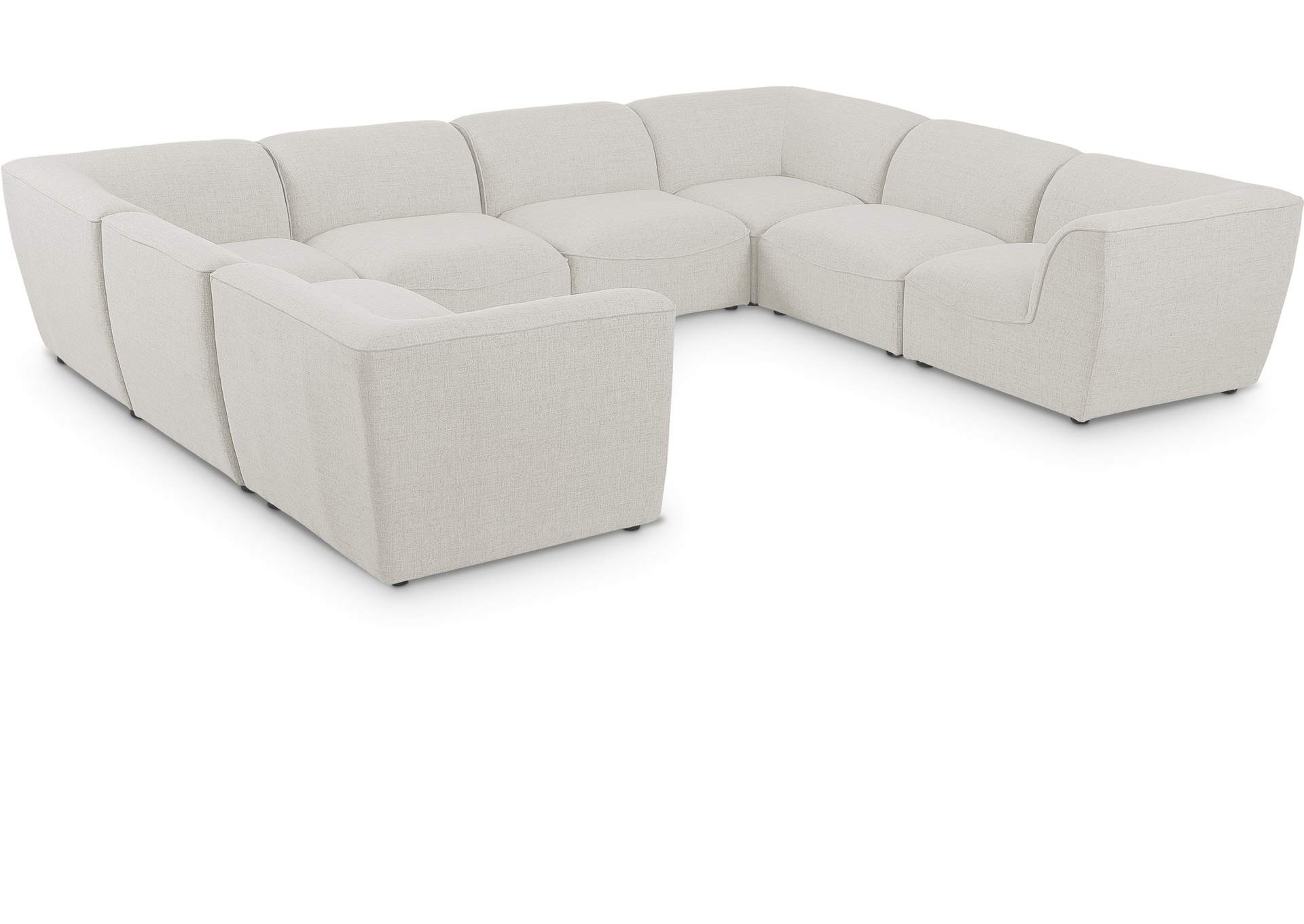 Miramar Cream Durable Linen Textured Modular Sectional,Meridian Furniture