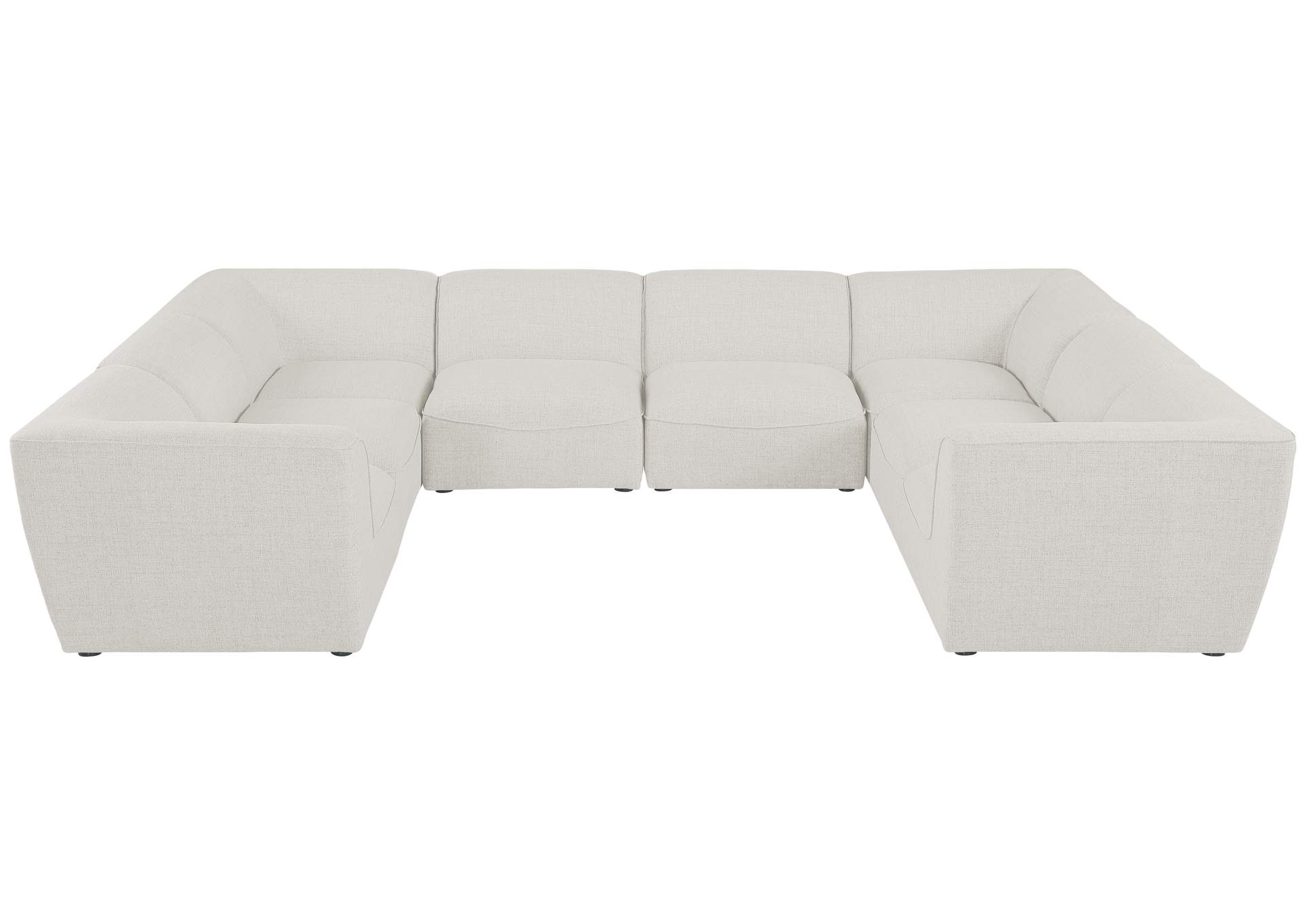 Miramar Cream Durable Linen Textured Modular Sectional,Meridian Furniture