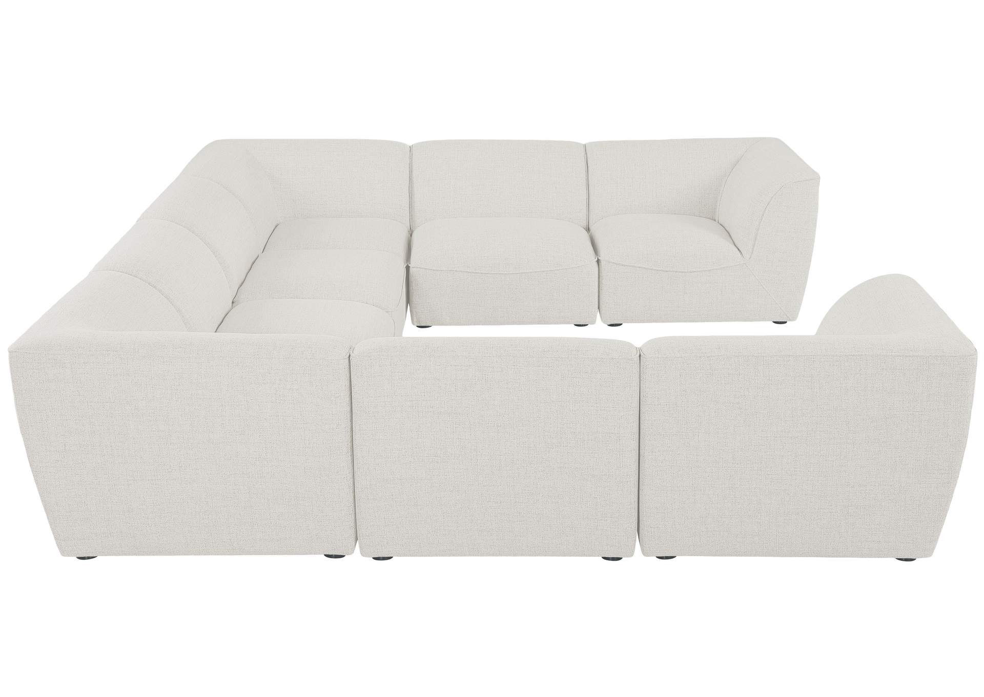 Miramar Cream Durable Linen Textured Modular Sectional,Meridian Furniture