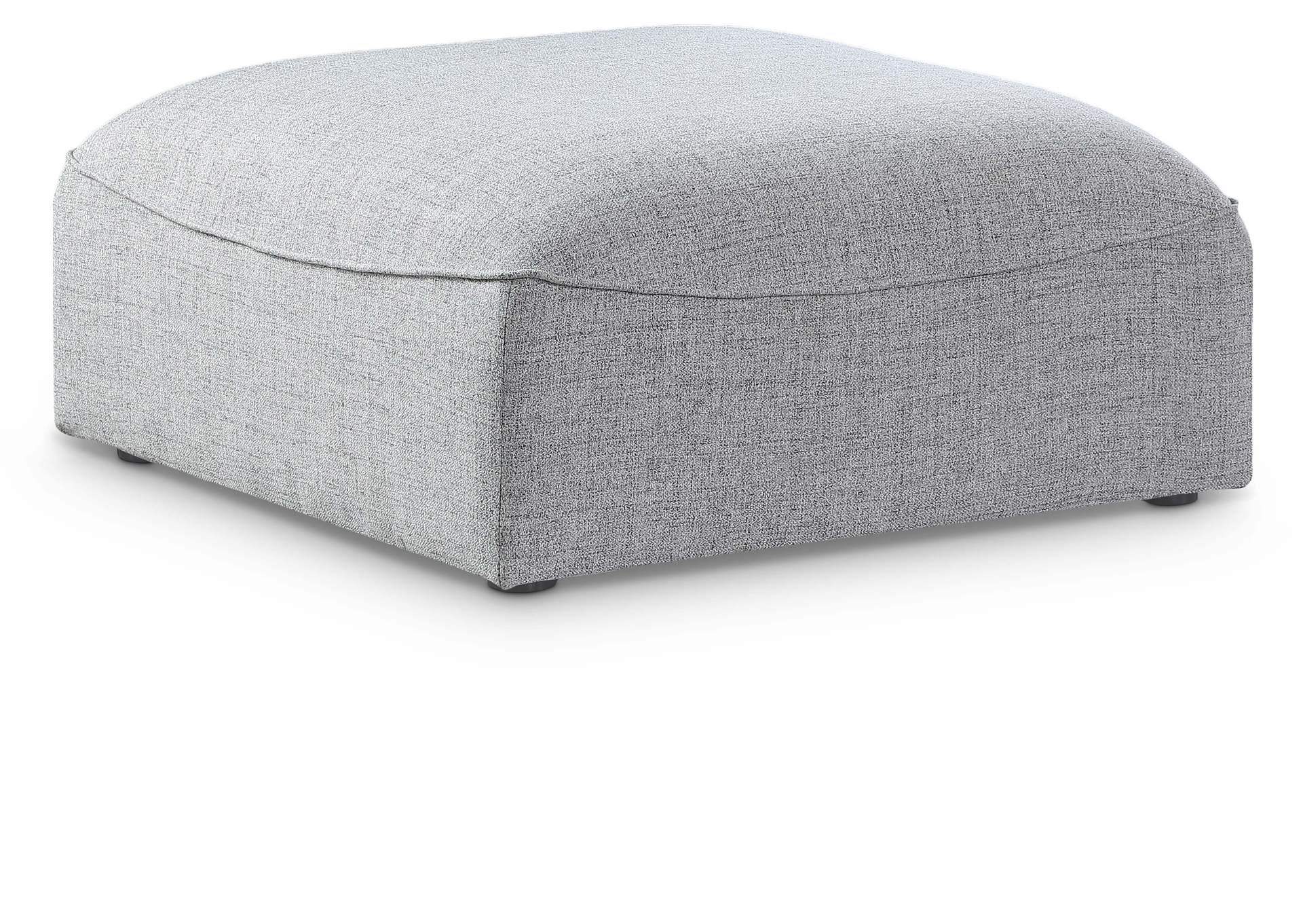 Miramar Grey Durable Linen Textured Ottoman,Meridian Furniture