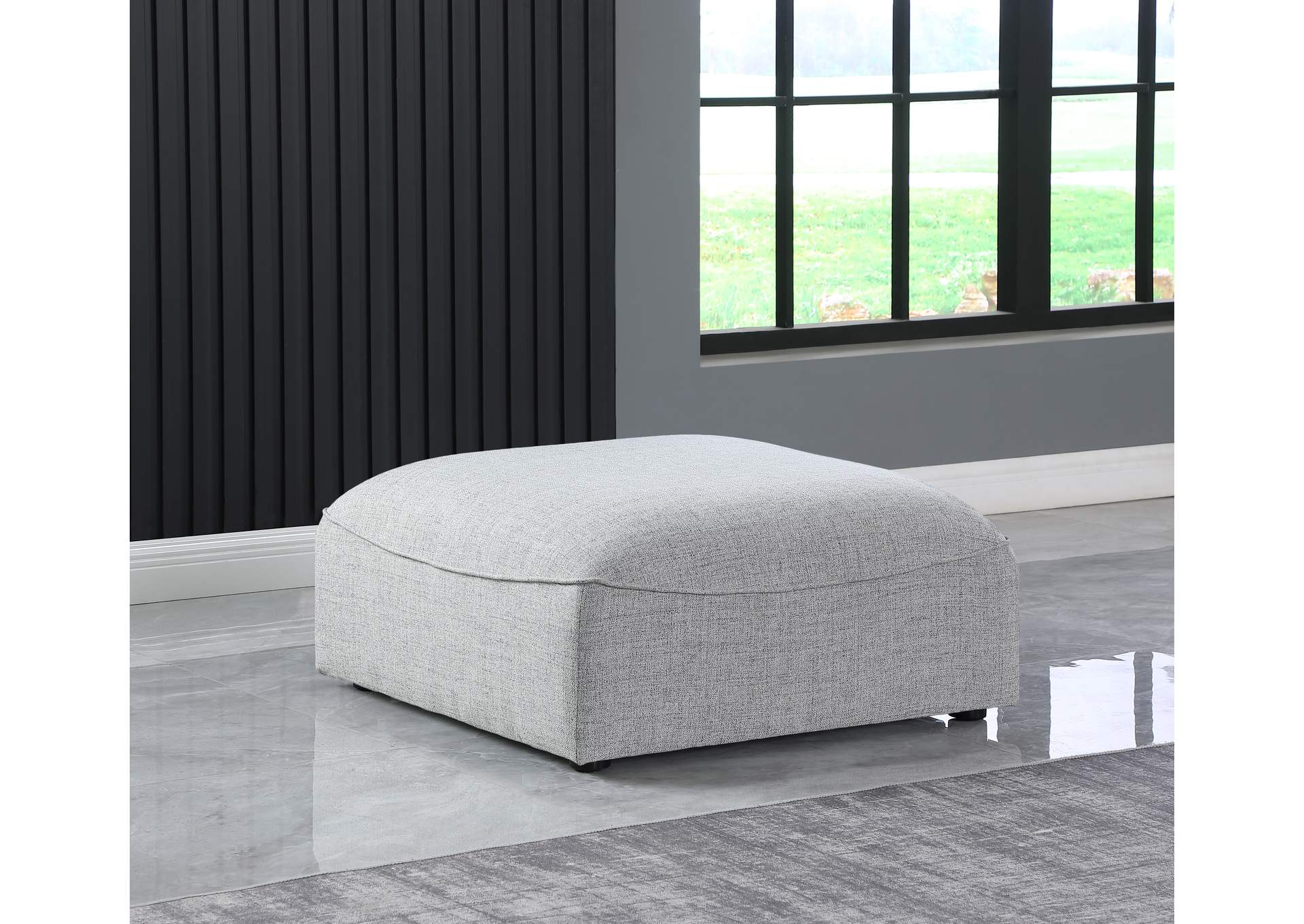 Miramar Grey Durable Linen Textured Ottoman,Meridian Furniture