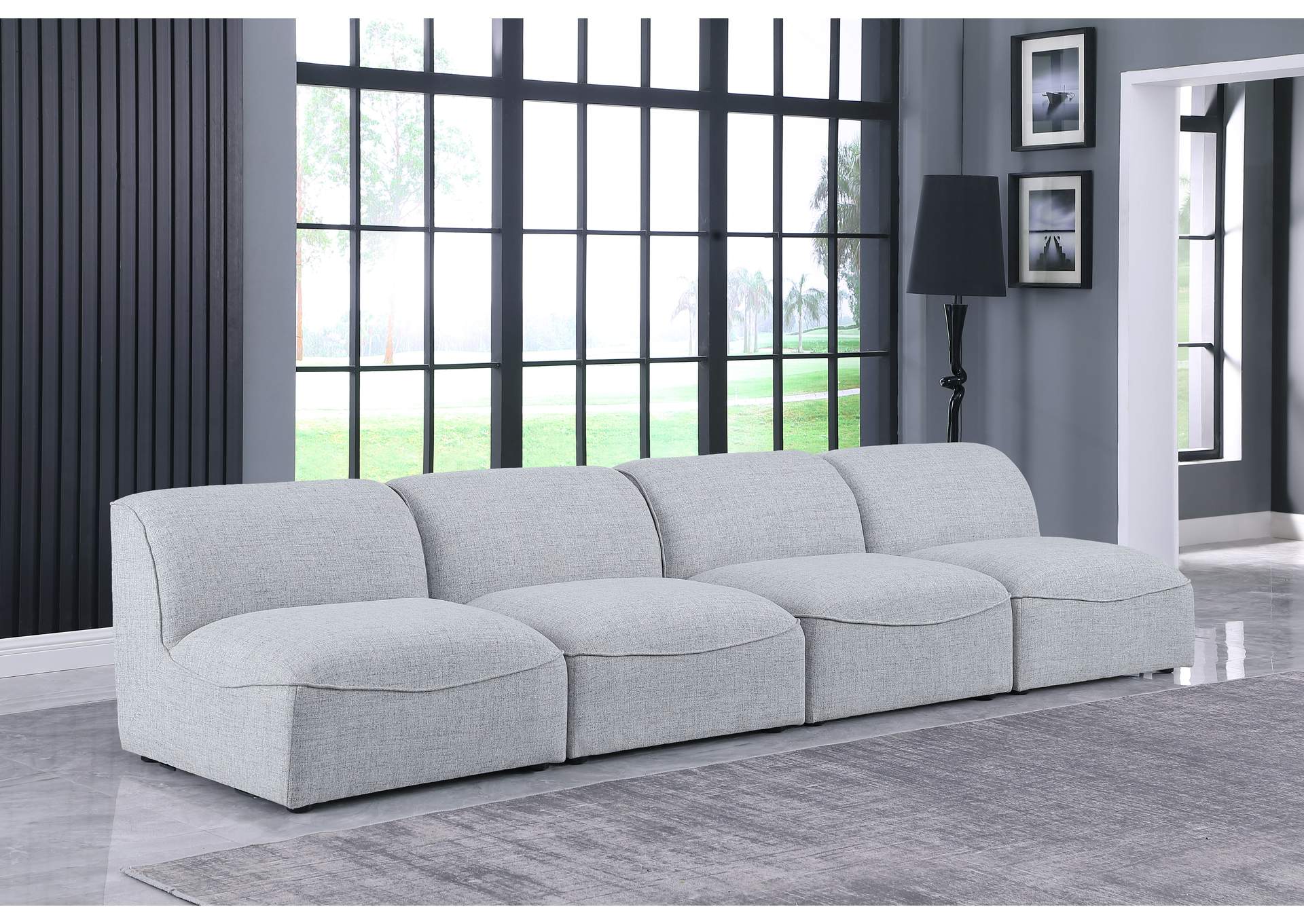 Miramar Grey Durable Linen Textured Modular Sofa,Meridian Furniture