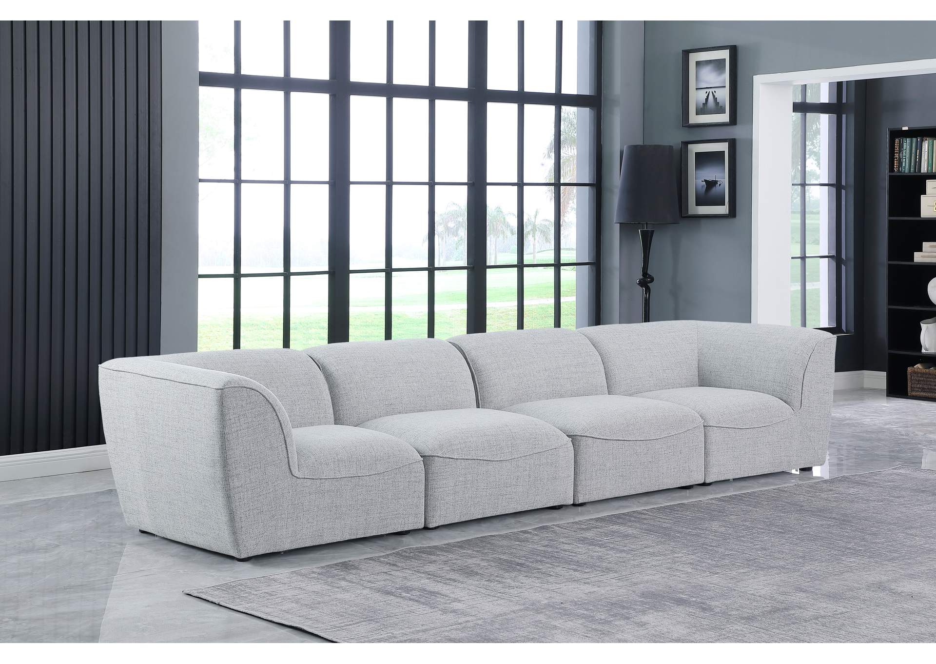 Miramar Grey Durable Linen Textured Modular Sofa,Meridian Furniture