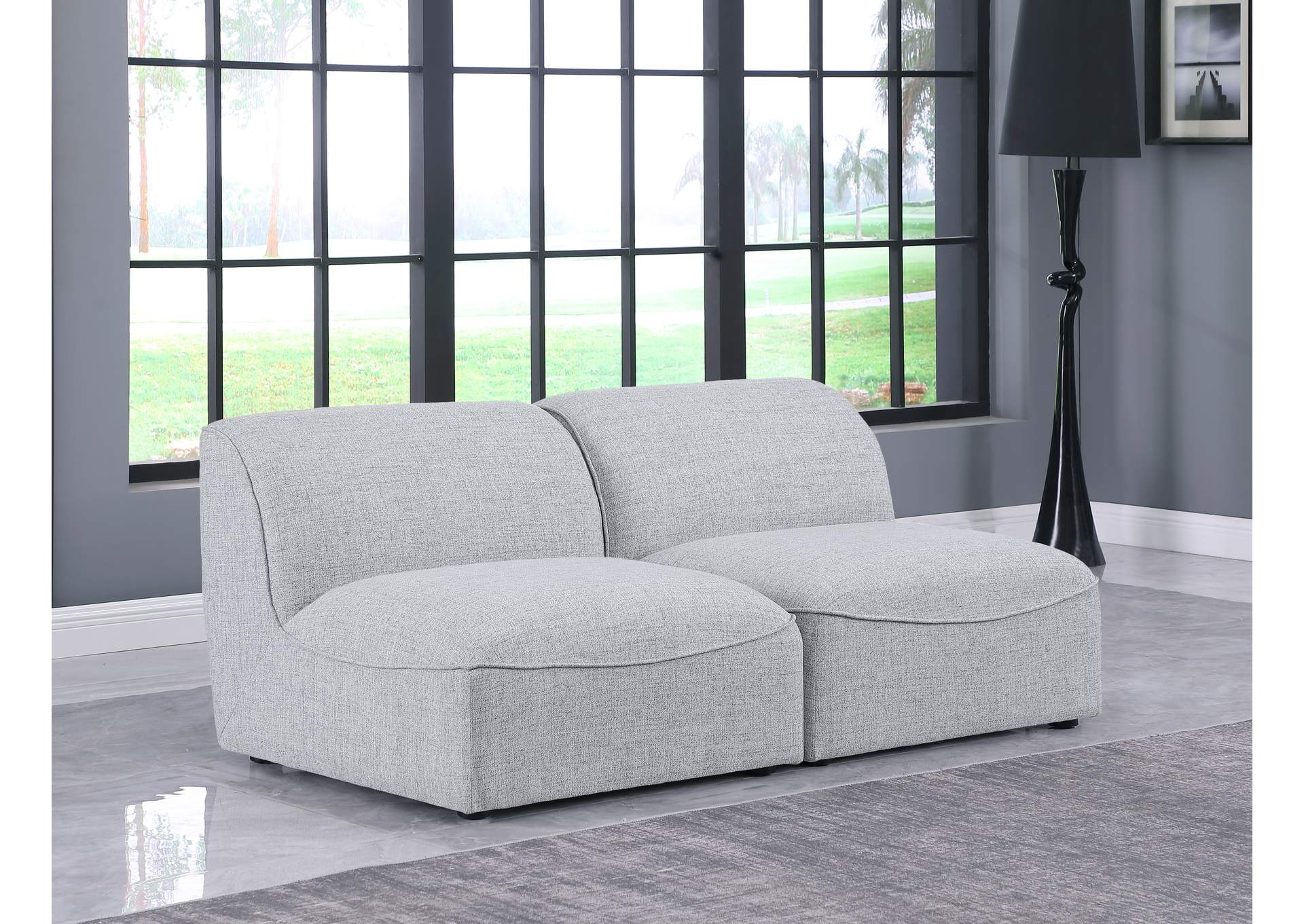 Miramar Grey Durable Linen Textured Modular Sofa,Meridian Furniture