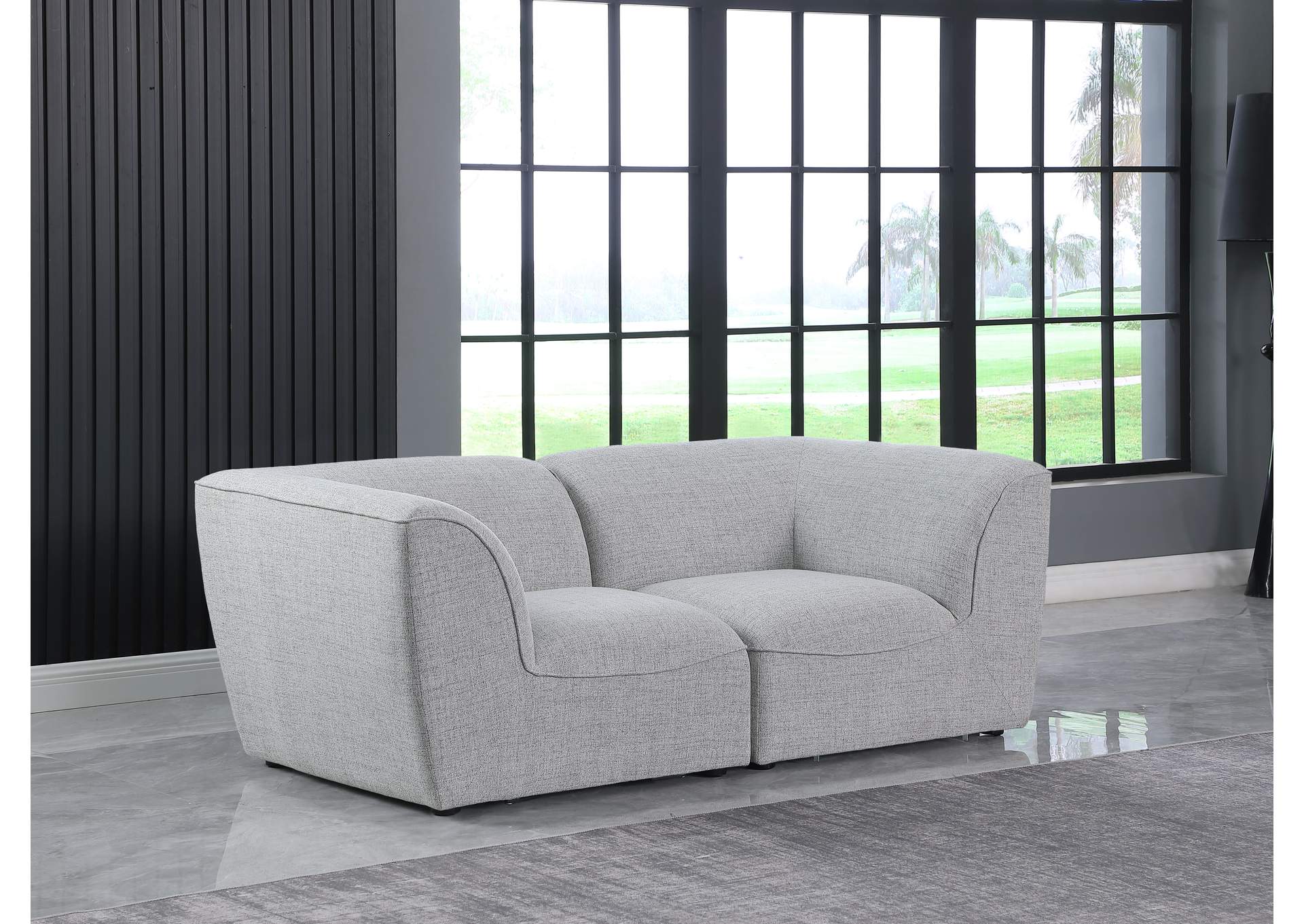 Miramar Grey Durable Linen Textured Modular Sofa,Meridian Furniture