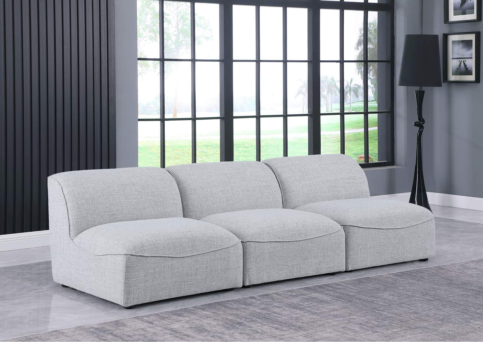 Miramar Grey Durable Linen Textured Modular Sofa,Meridian Furniture