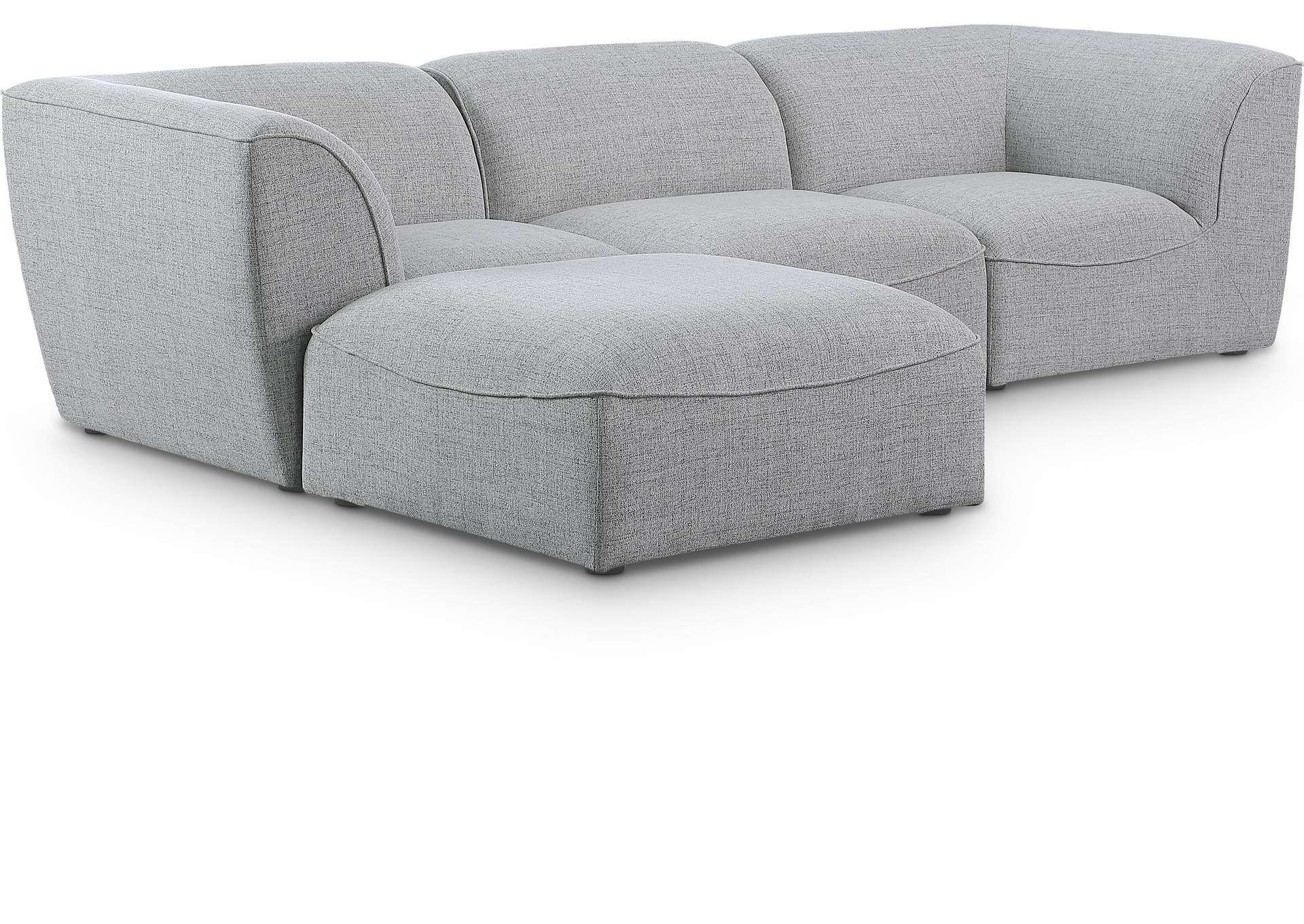 Miramar Grey Durable Linen Textured Modular Sectional,Meridian Furniture