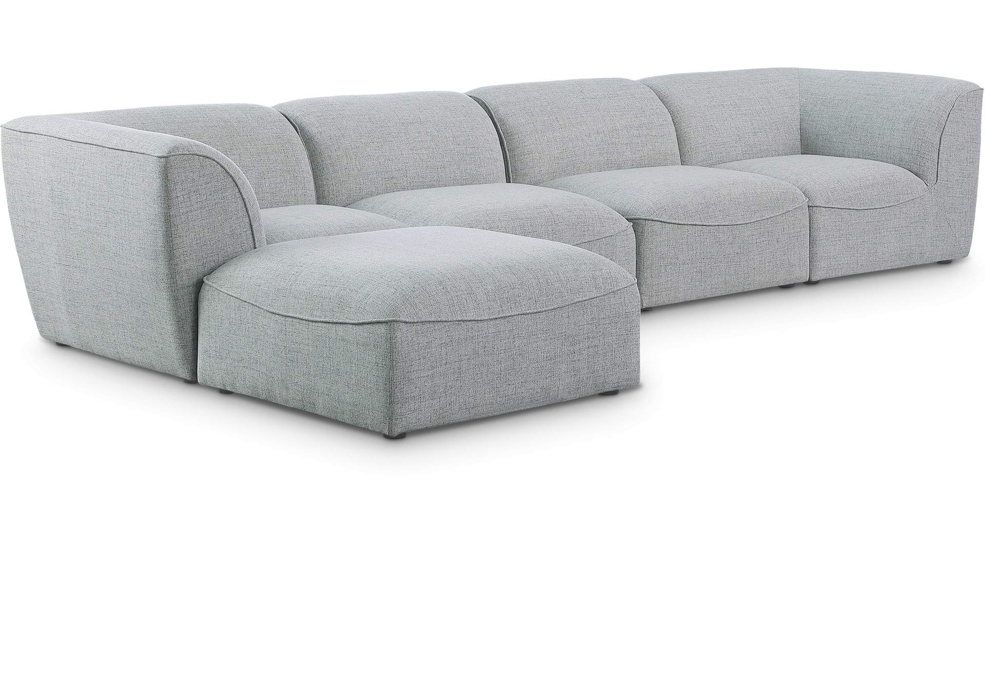 Miramar Grey Durable Linen Textured Modular Sectional,Meridian Furniture