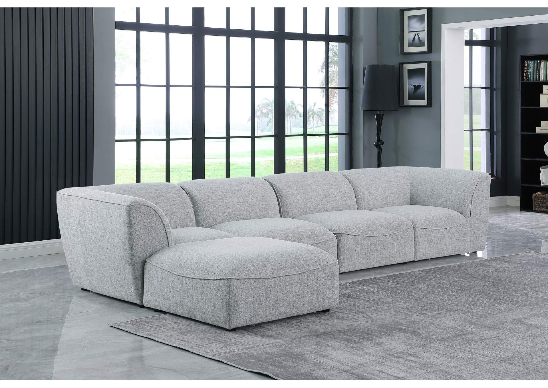 Miramar Grey Durable Linen Textured Modular Sectional,Meridian Furniture