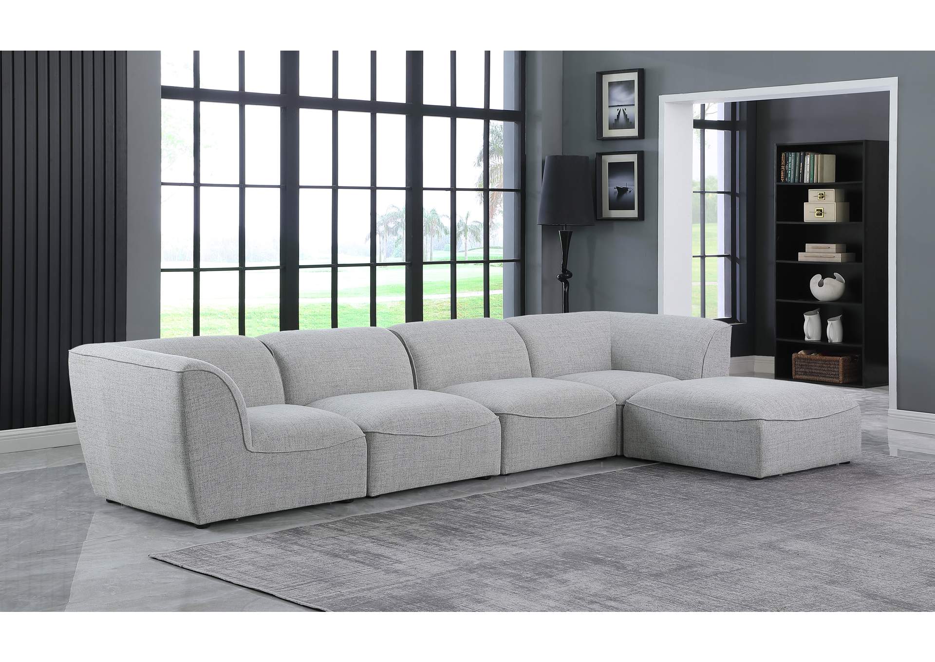 Miramar Grey Durable Linen Textured Modular Sectional,Meridian Furniture