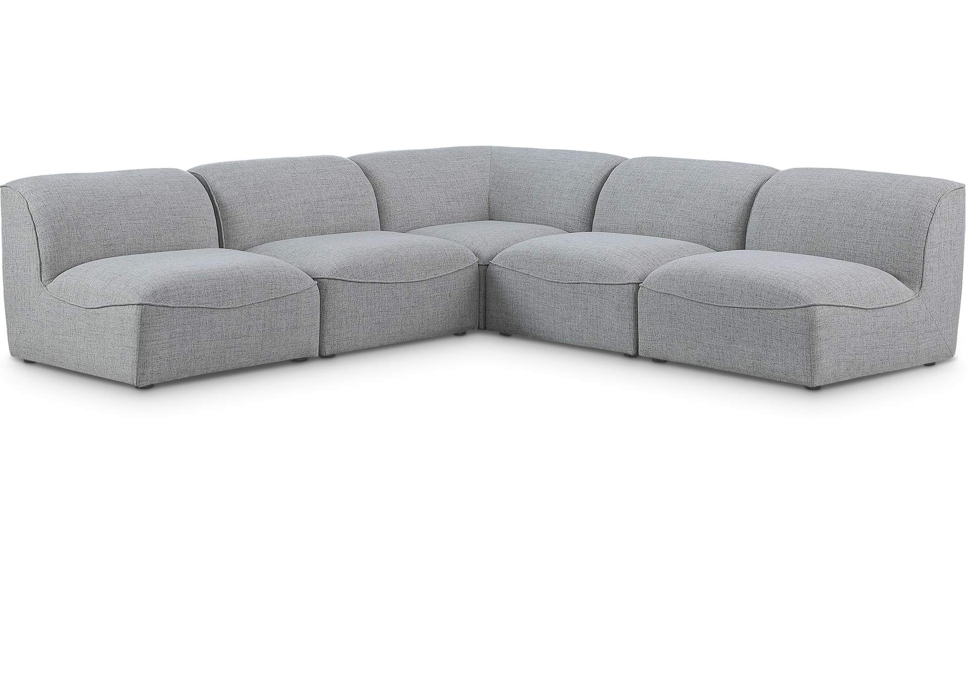 Miramar Grey Durable Linen Textured Modular Sectional,Meridian Furniture