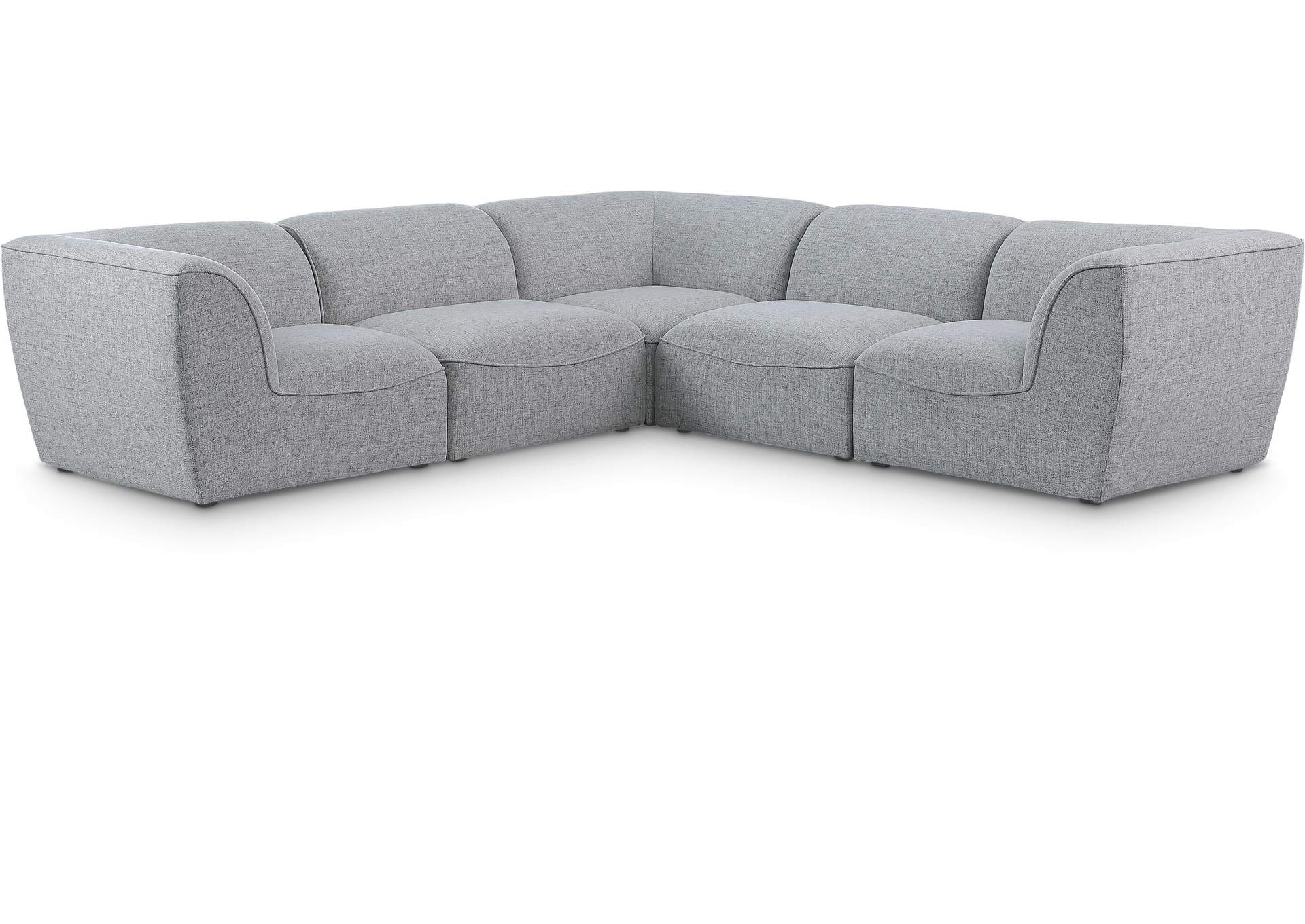 Miramar Grey Durable Linen Textured Modular Sectional,Meridian Furniture